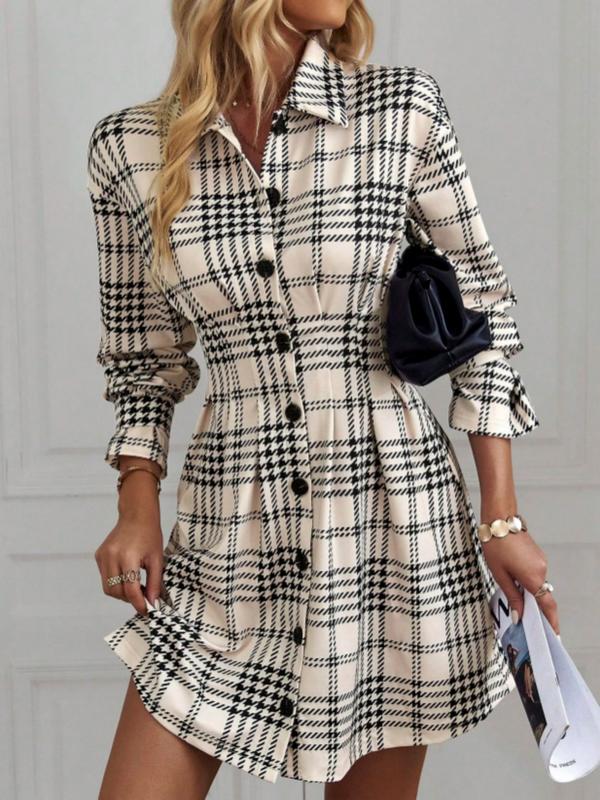 MARIA™ - Chic, Figure-Flattering Check Dress for Autumn & Winter