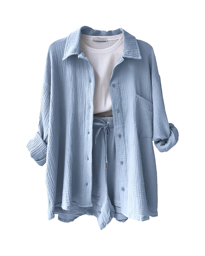 VERA™ Modern Button-Up Shirt & Shorts Set