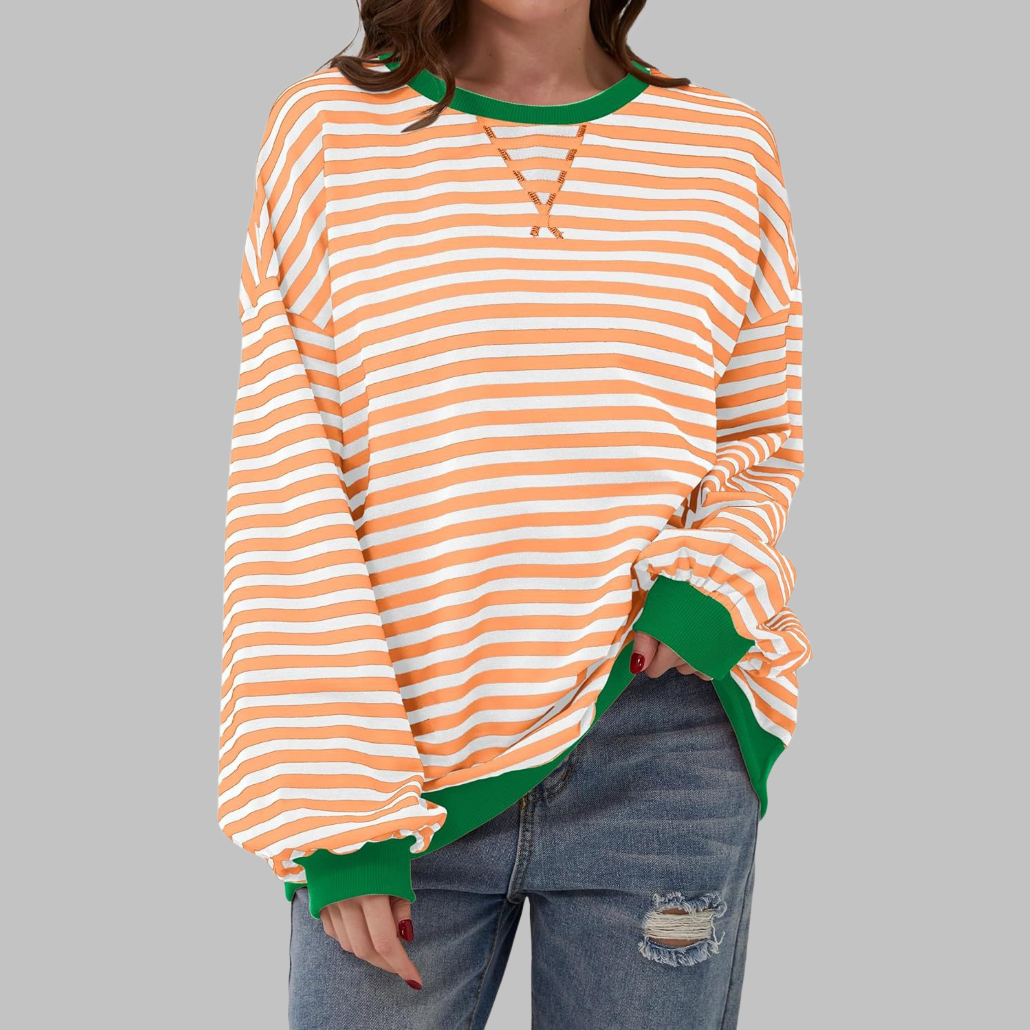 LUKA™ Casual Long-Sleeve Round-Neck Striped Sweatshirt – Everyday Comfort and Style