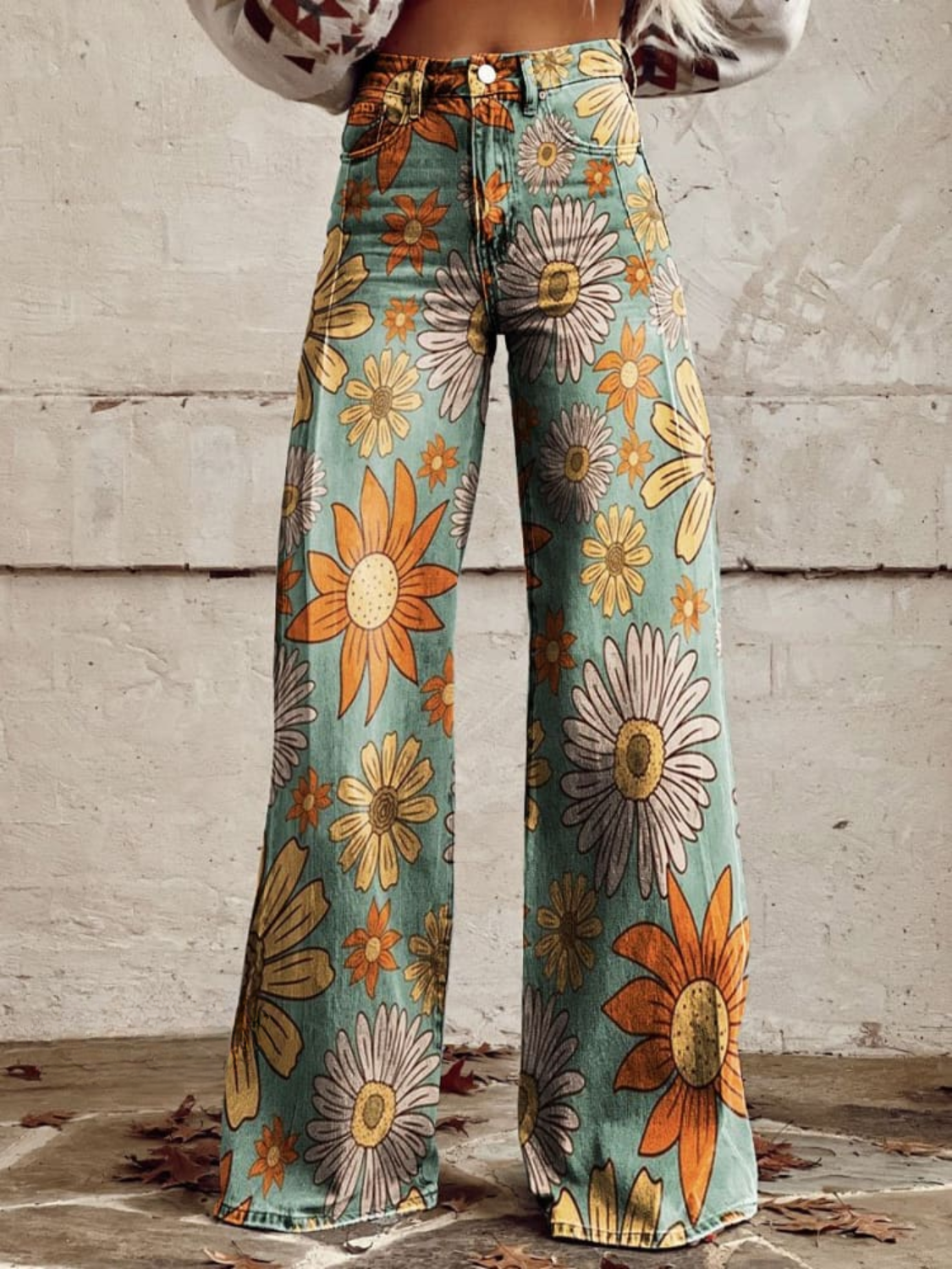 DAISY™ Vintage Floral Wide-Leg Pants