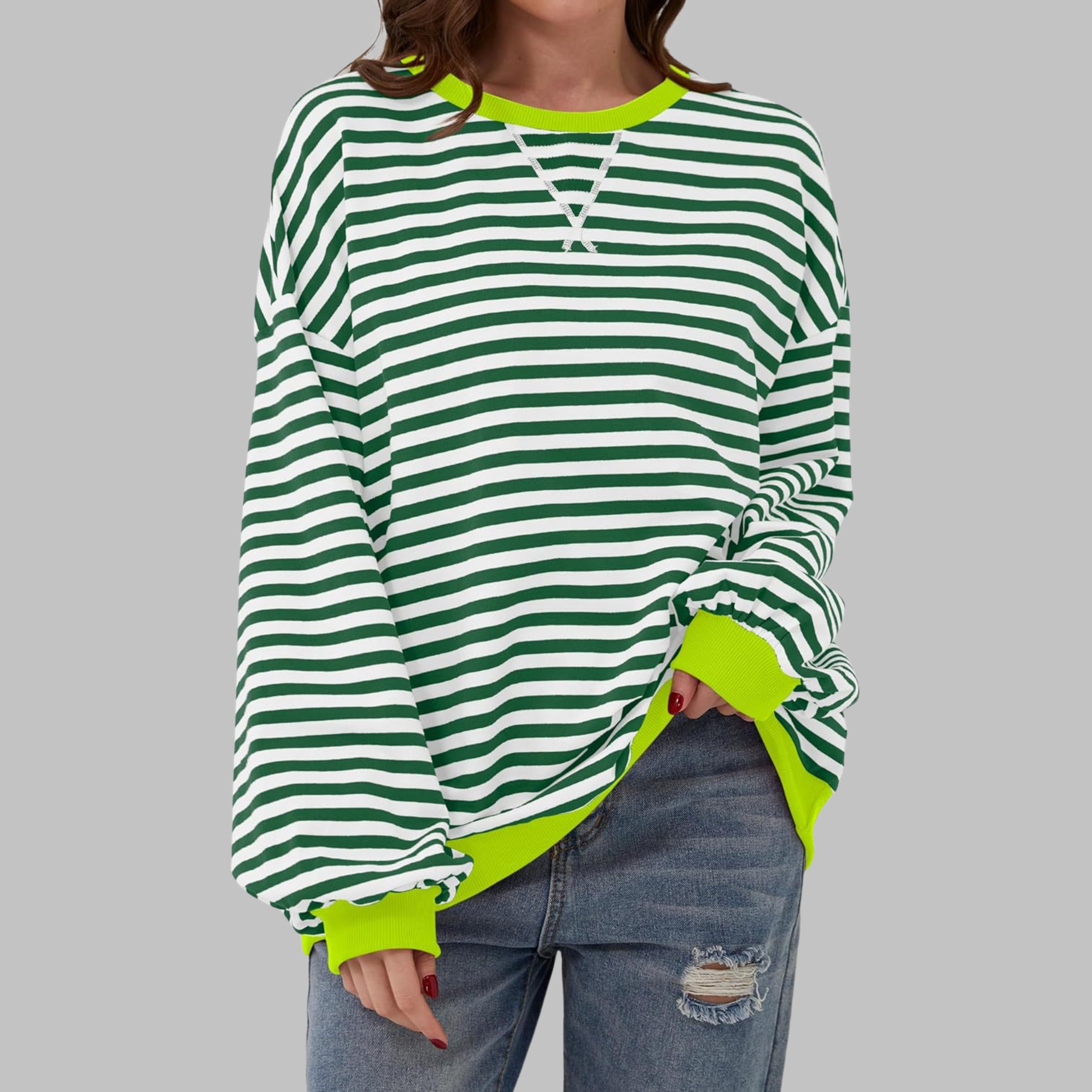 LUKA™ Casual Long-Sleeve Round-Neck Striped Sweatshirt – Everyday Comfort and Style