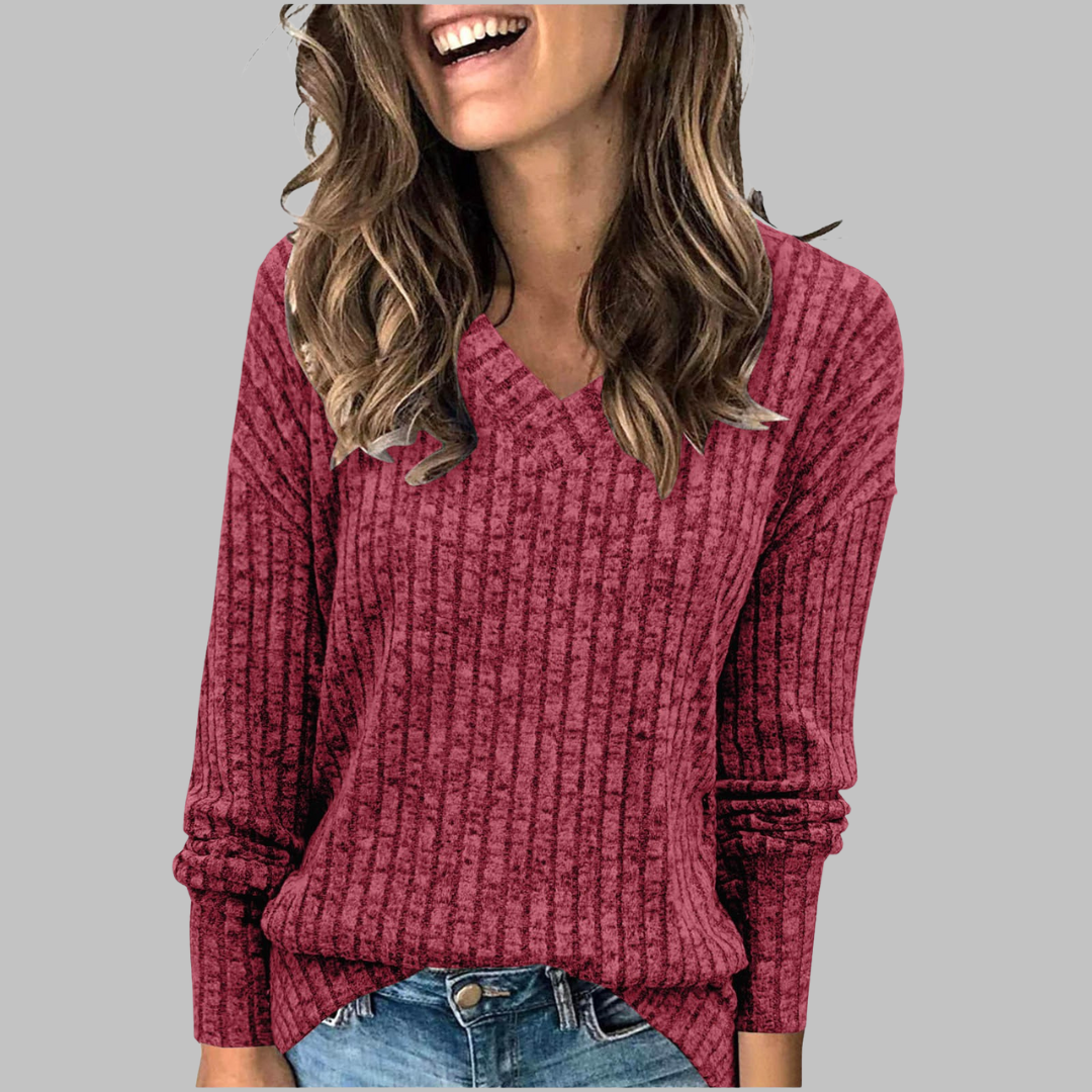 DERI™ Cozy V-Neck Long-Sleeve Top