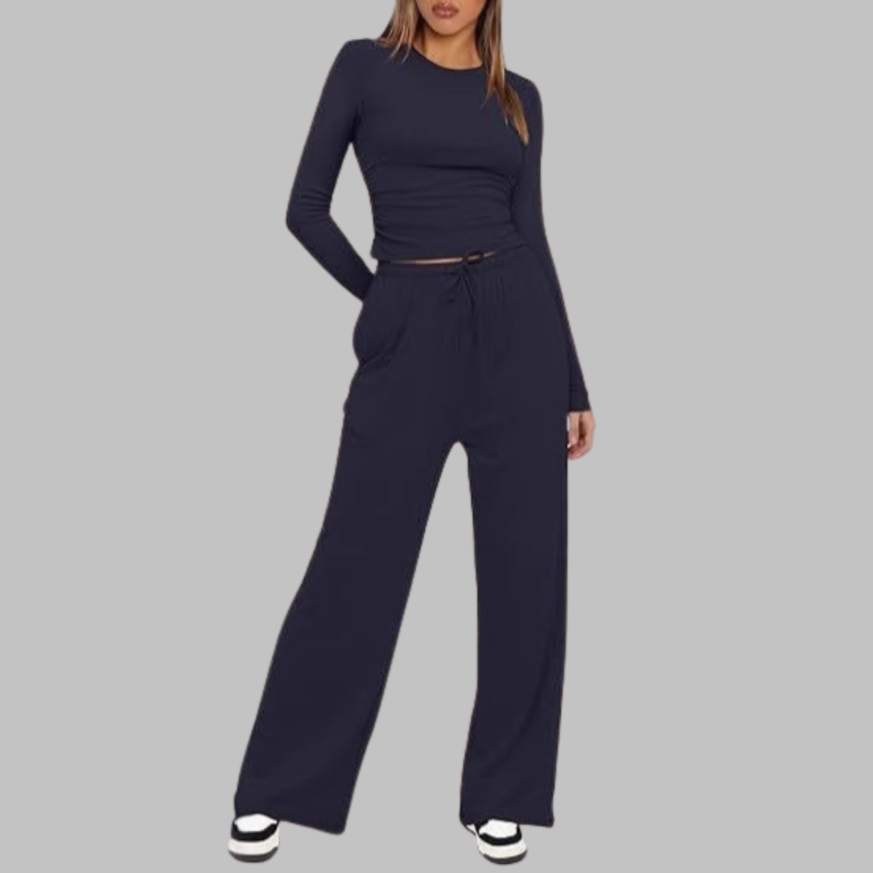 BELLE™ Casual Long-Sleeve Top & Wide-Leg Pants Set