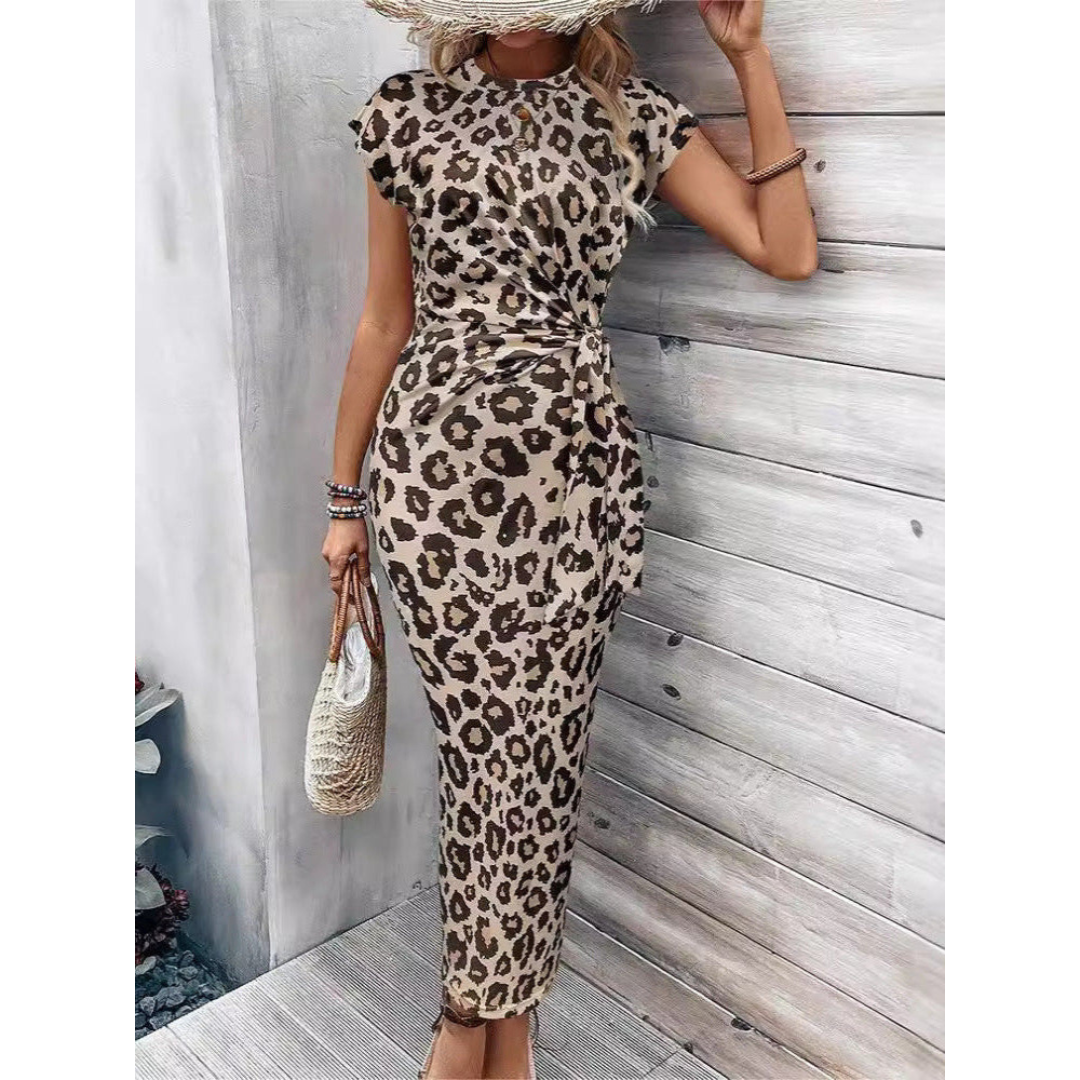 FELICIATI™ Chic Bodycon Dress Featuring a Crew Neck and Flutter Sleeves