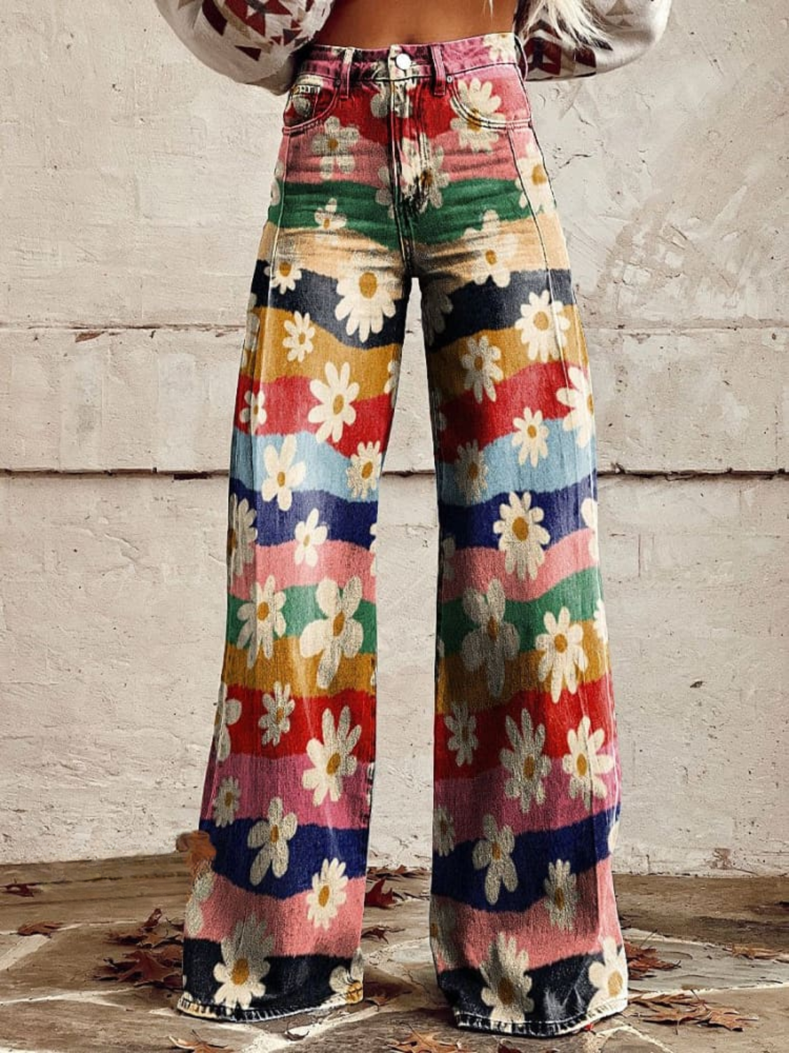 ELIANE™ Retro Floral Wide-Leg Pants — Vintage Bloom Print with a Flattering Wide-Leg Silhouette