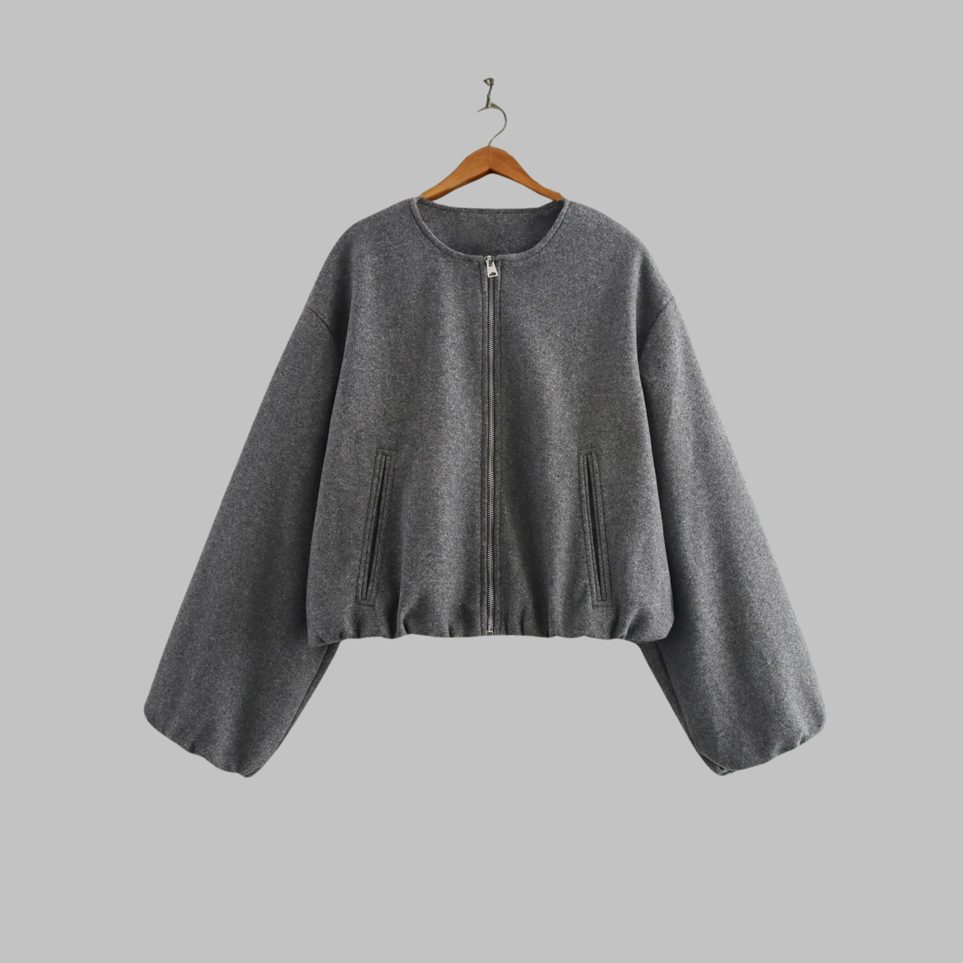 OVALIE™ Fashionable Long-Sleeve Zipper Crop Top Jacket