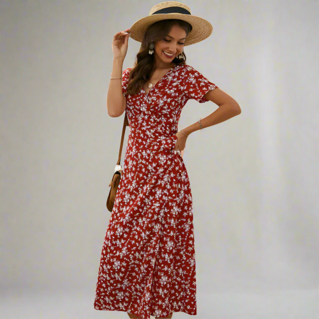 DALISAY™ Plus Size V-Neck Flounce-Sleeve Summer Dress - Effortlessly Chic and Breezy