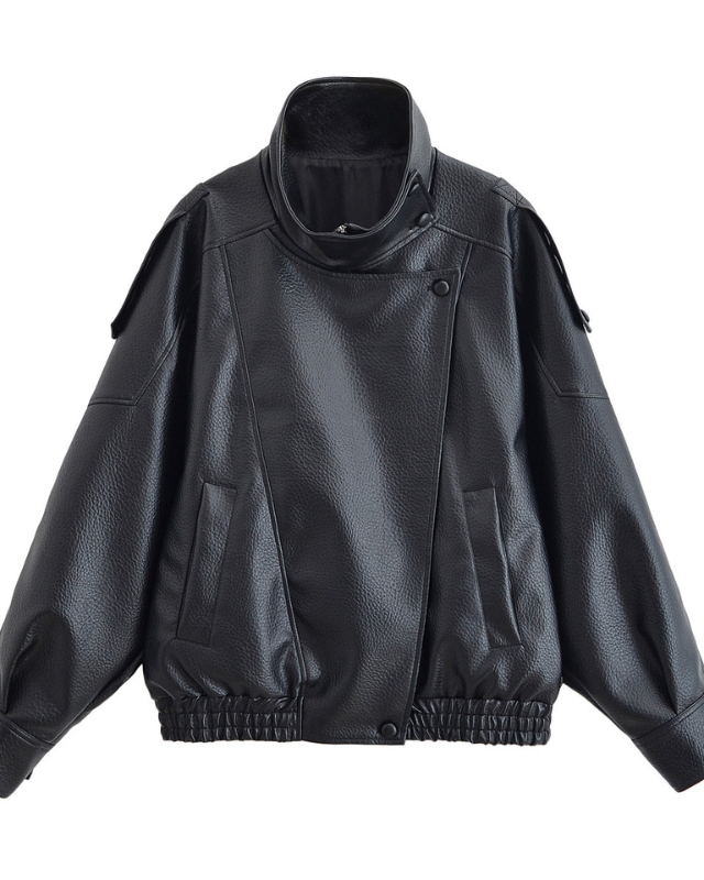 EMMA™ – Trendy Lychee Pattern Leather Jacket