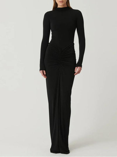 BETTY™ - Elegant Ruched Long-Sleeve Maxi Dress with a Mock Bodycon Silhouette