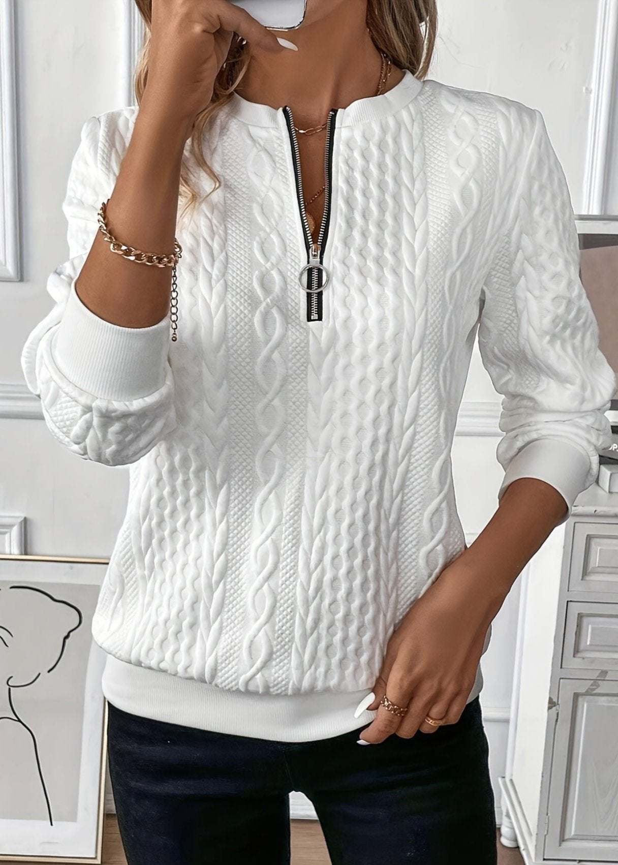 EMMA™ | Sleek & Sophisticated Quarter-Zip Knit Sweater