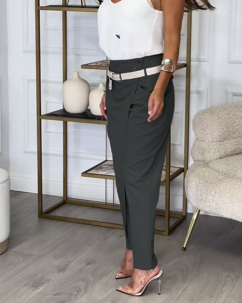 EMILIA™ High-Waisted Pants with Free Belt