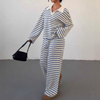 INCI™ Casual Striped V-Neck Long-Sleeve Top & Pants Set