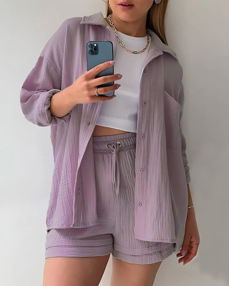 VERA™ Modern Button-Up Shirt & Shorts Set