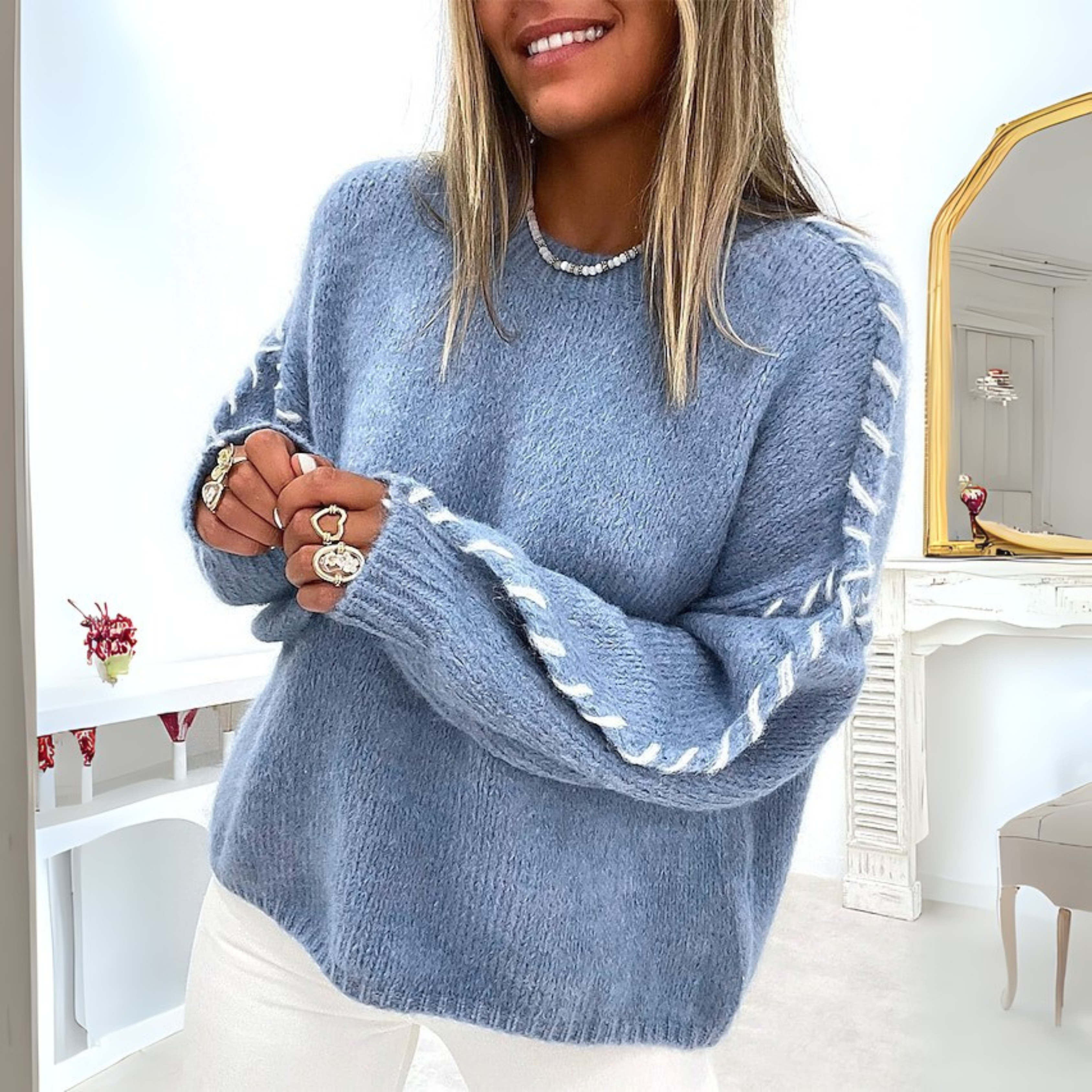 TALLY™ Cozy Knit Round-Neck Long-Sleeve Sweater