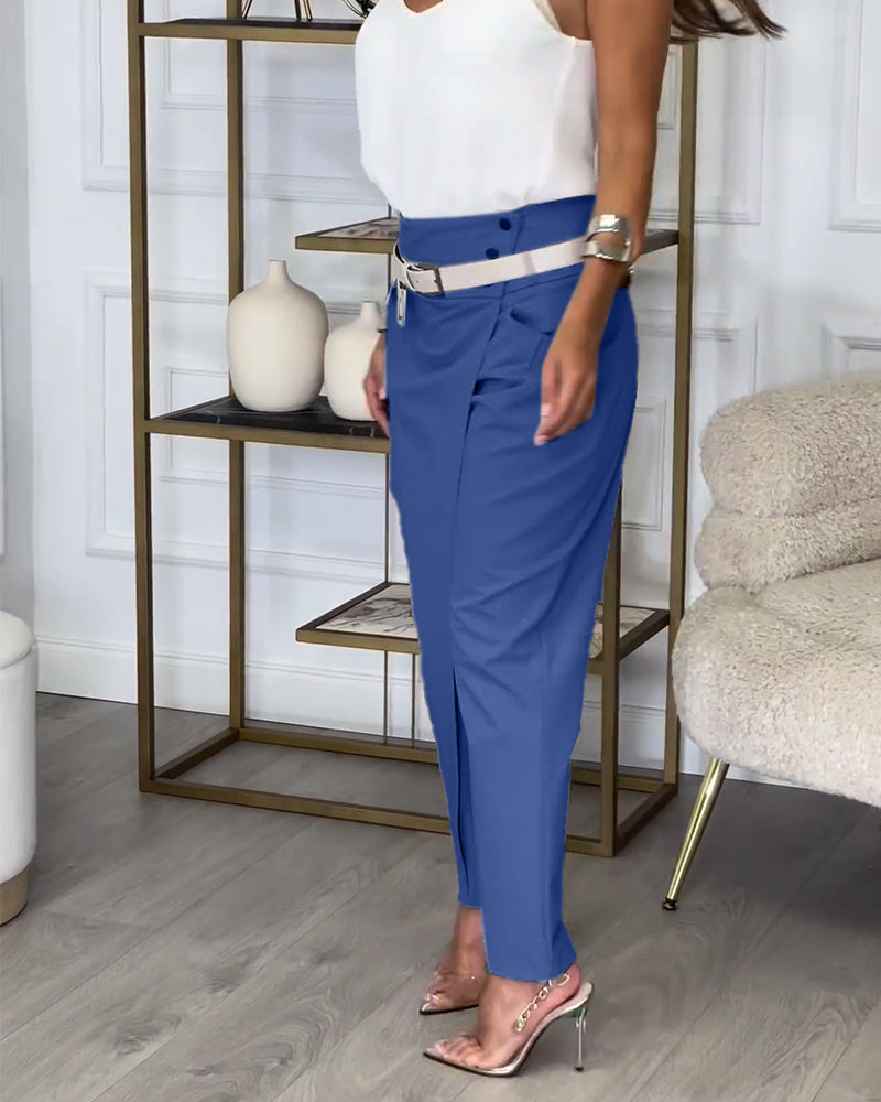EMILIA™ High-Waisted Pants with Free Belt