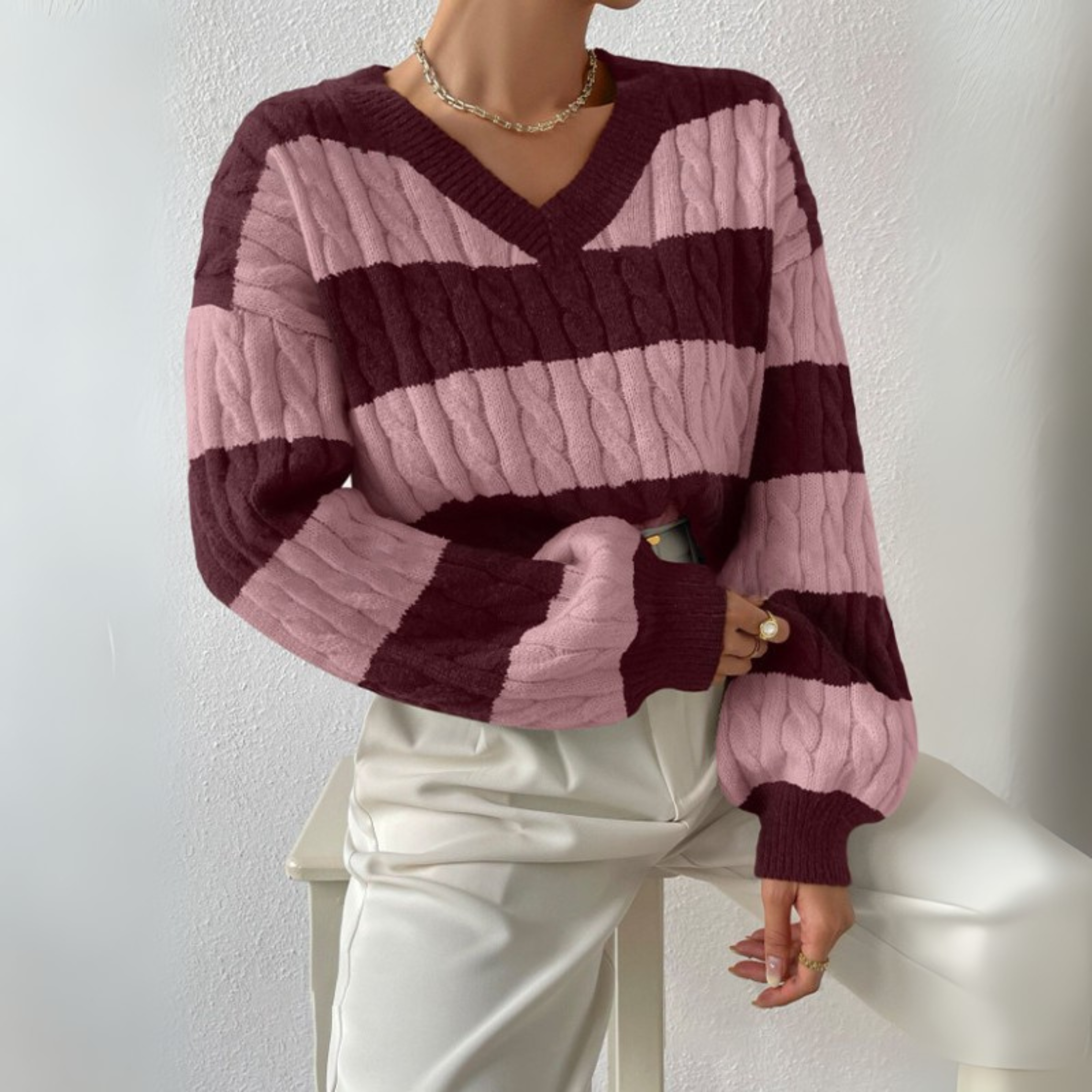 MORTA™ Cozy V-Neck Long-Sleeve Knit Sweater