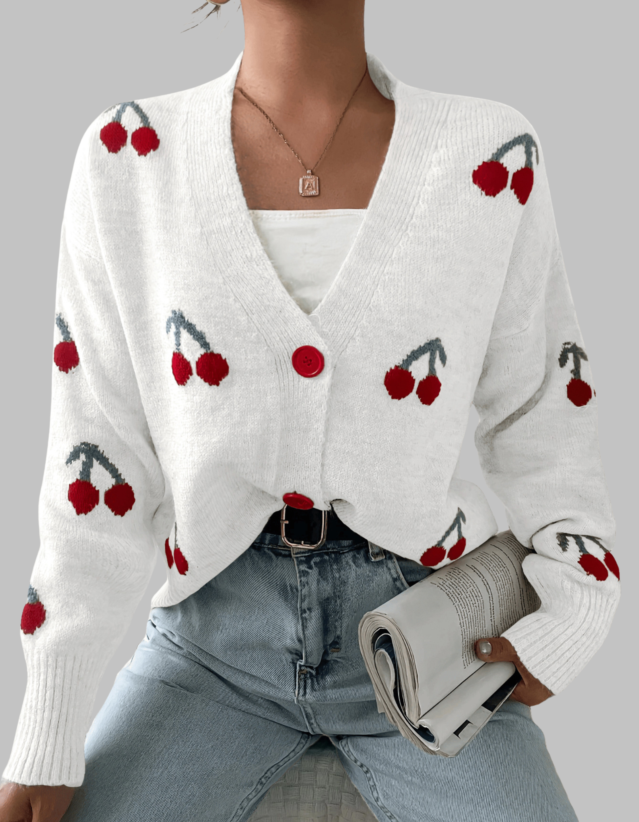 RASHA™ Elegant Button-Front Long-Sleeve Cardigan