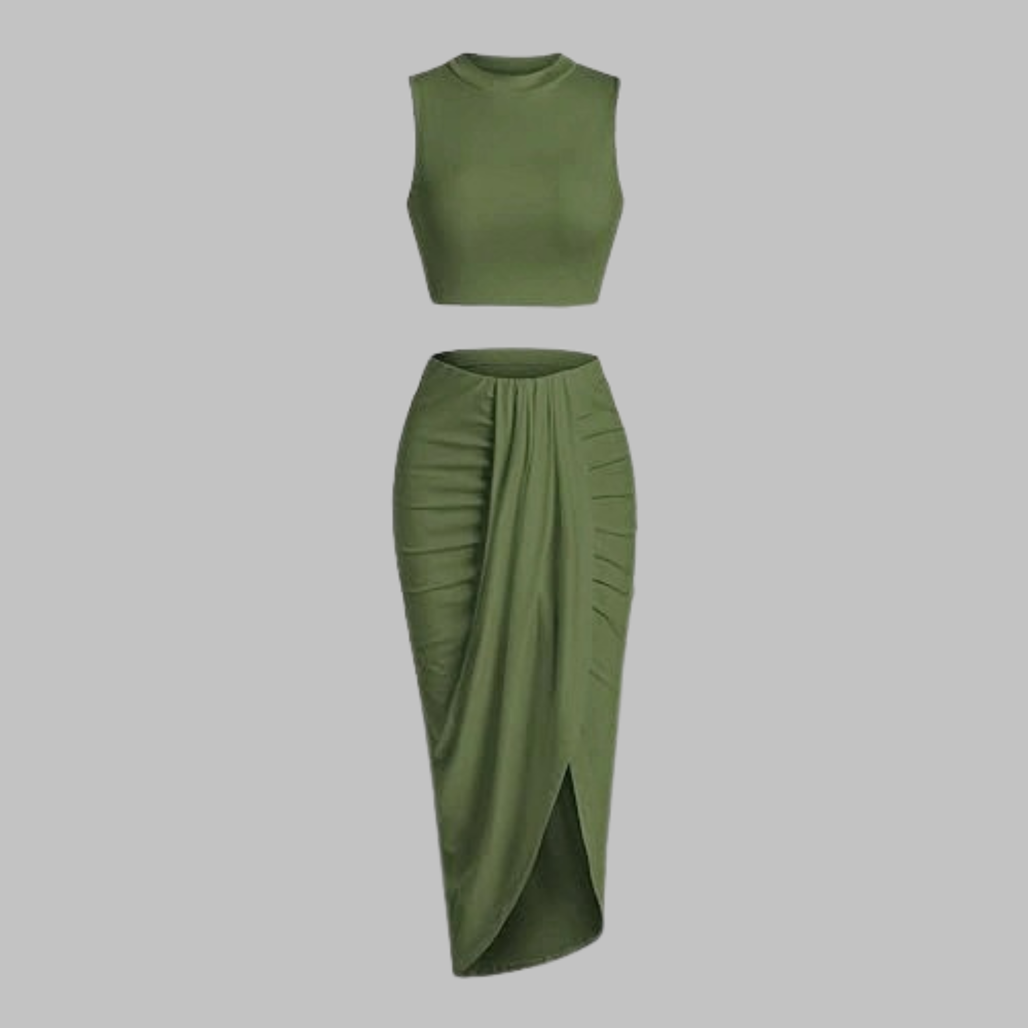 MANUELA™ Elegant Pleated Slit Long Skirt Set - Effortlessly Chic with a Flowing Silhouette