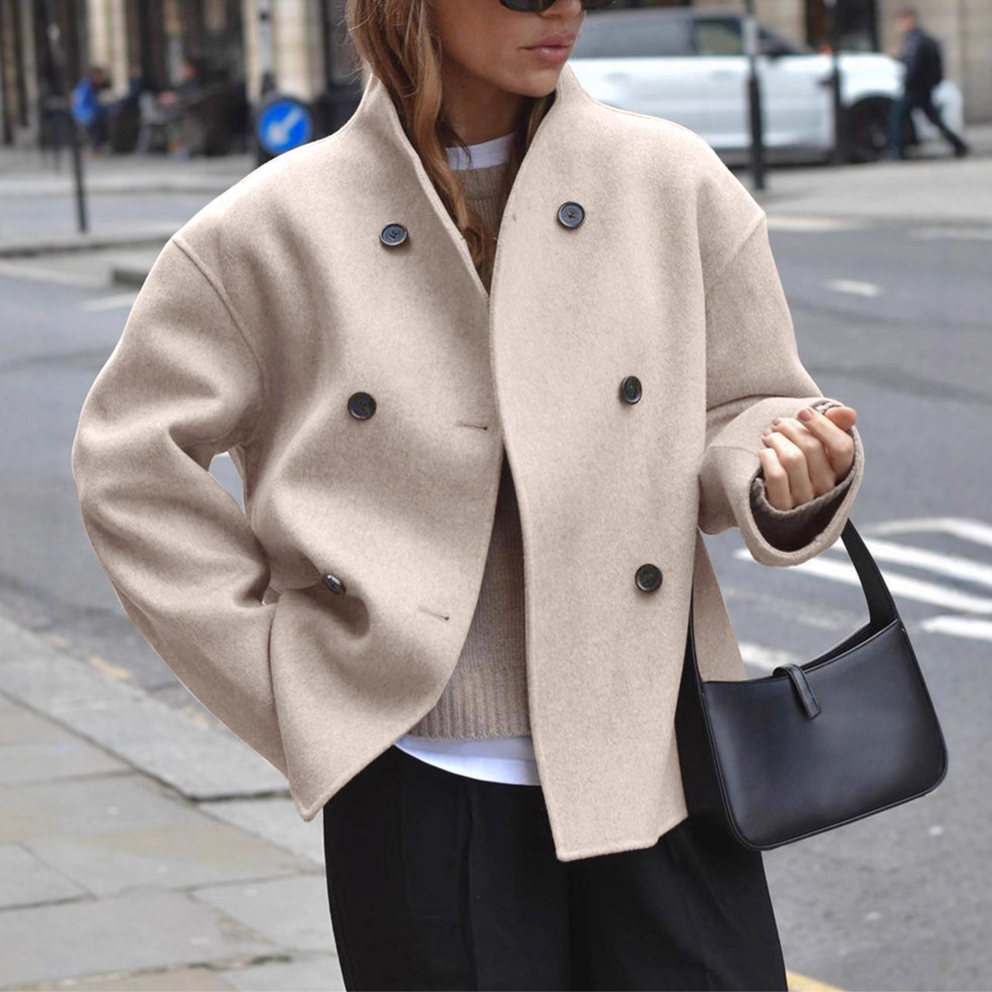 BINI™ Cozy Long-Sleeve Coat with Stand Collar