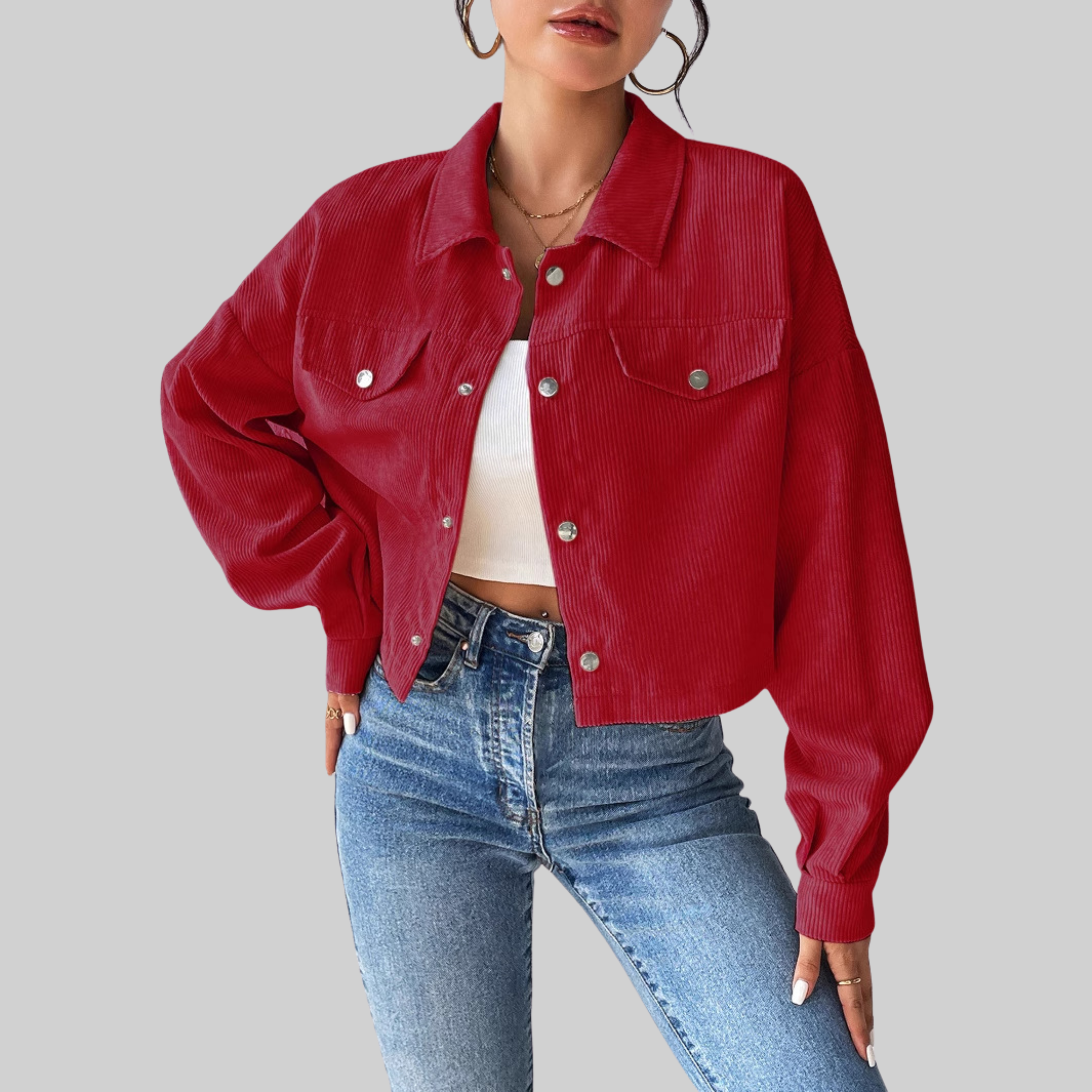 ESTRELLA™ Classic Collared Button-Front Jacket - Effortless Everyday Style