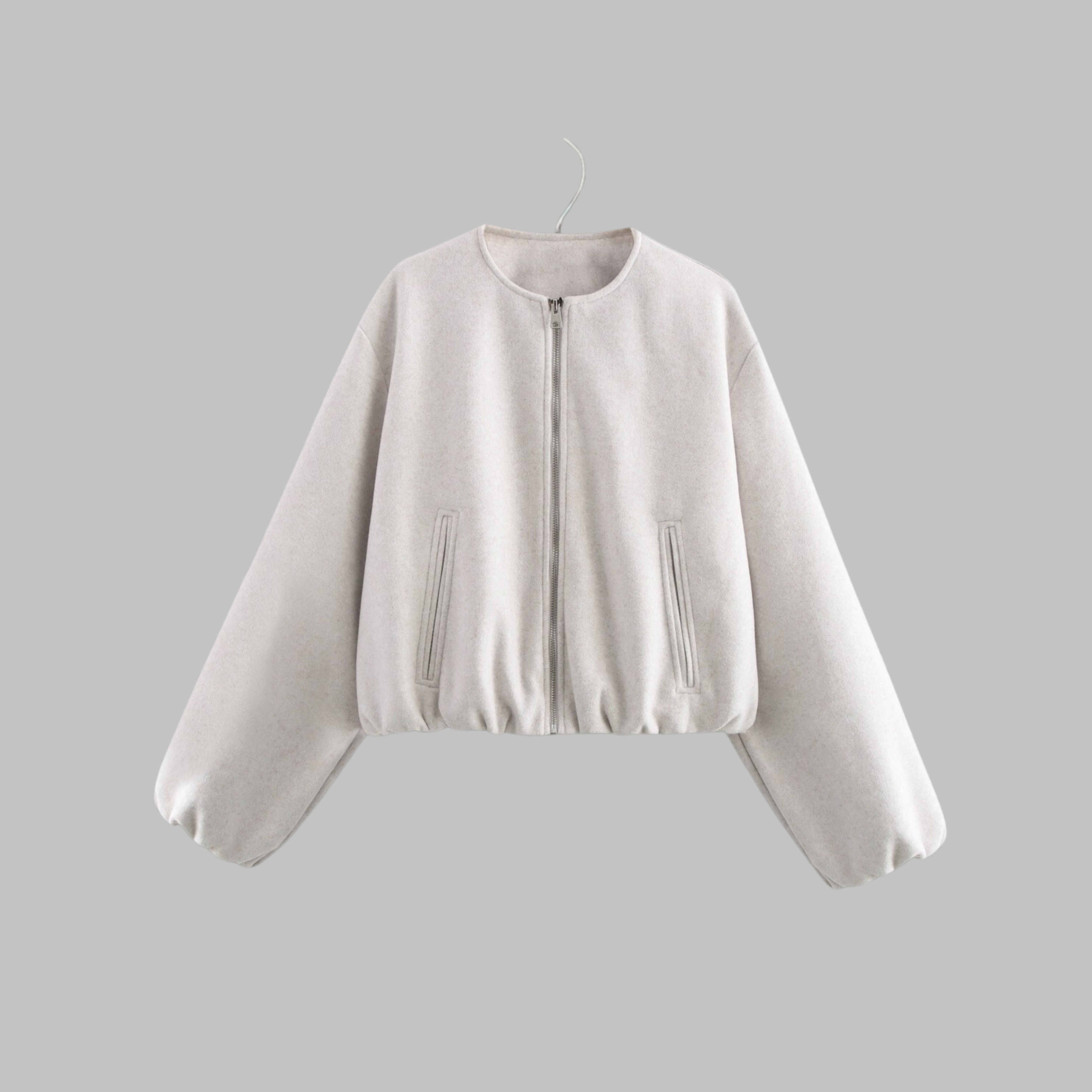 OVALIE™ Fashionable Long-Sleeve Zipper Crop Top Jacket