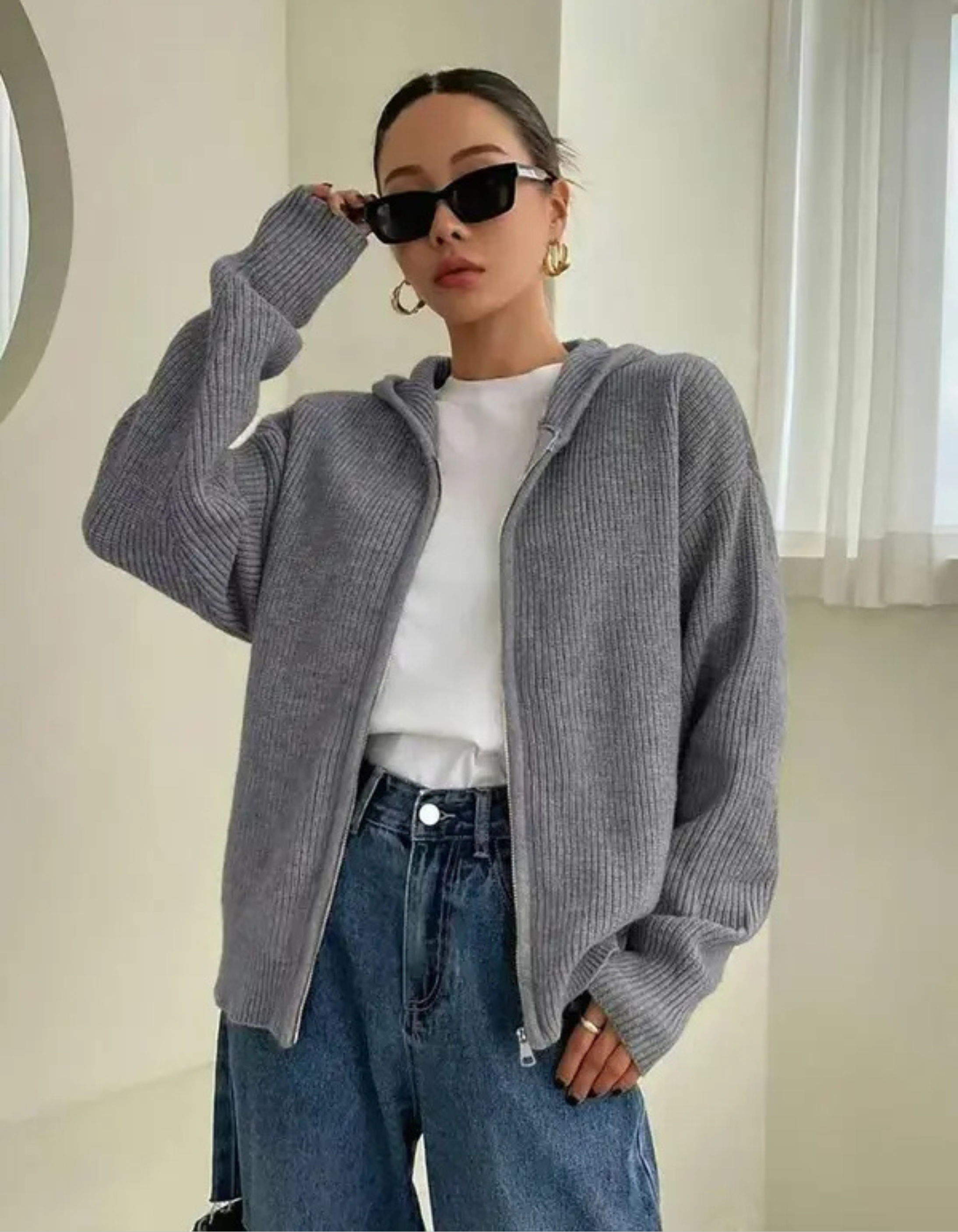 LARALI™ Cozy Casual Zip-Up Hooded Cardigan - Long-Sleeve