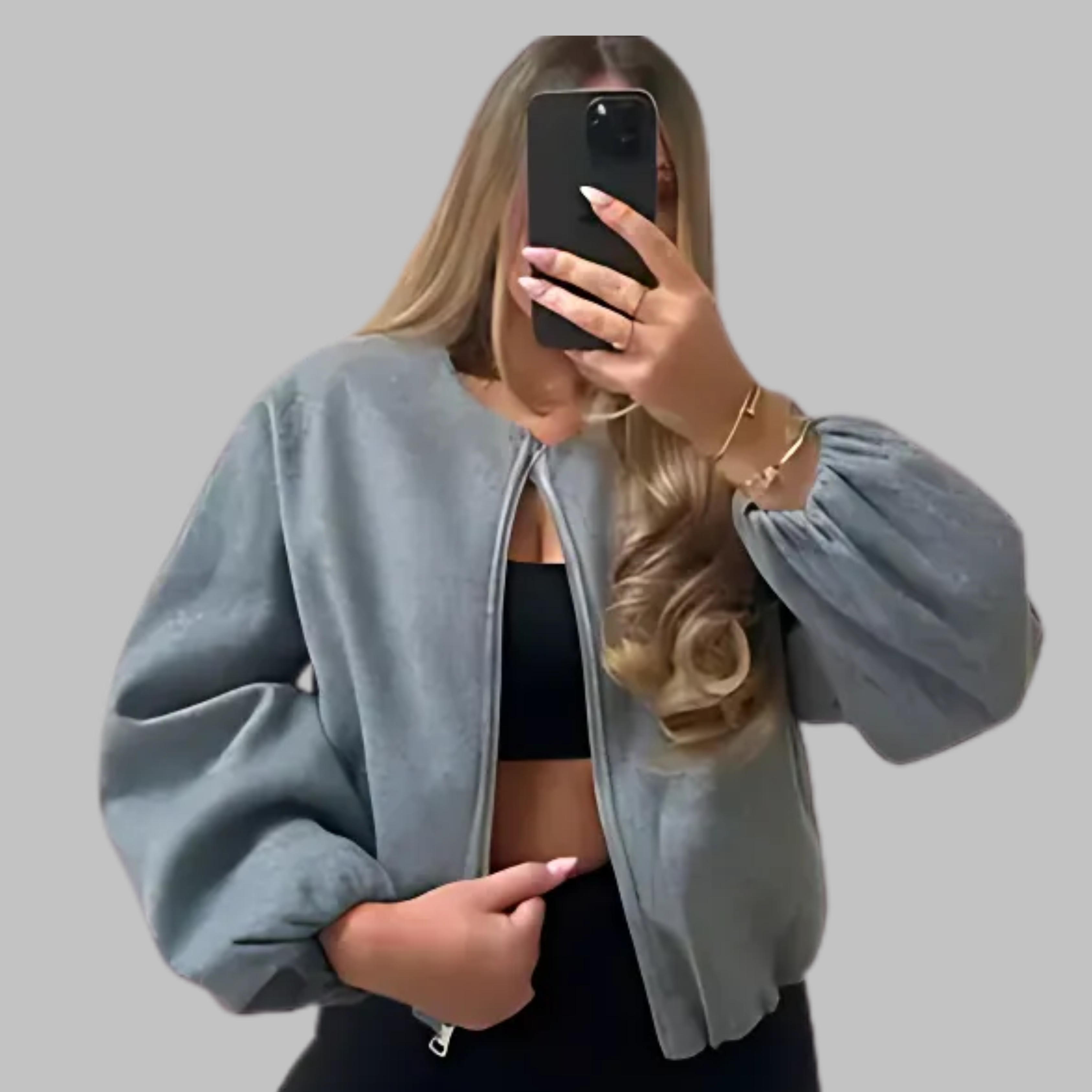 DHANE™ Sleek Long-Sleeve Zip-Front Crop Top Jacket