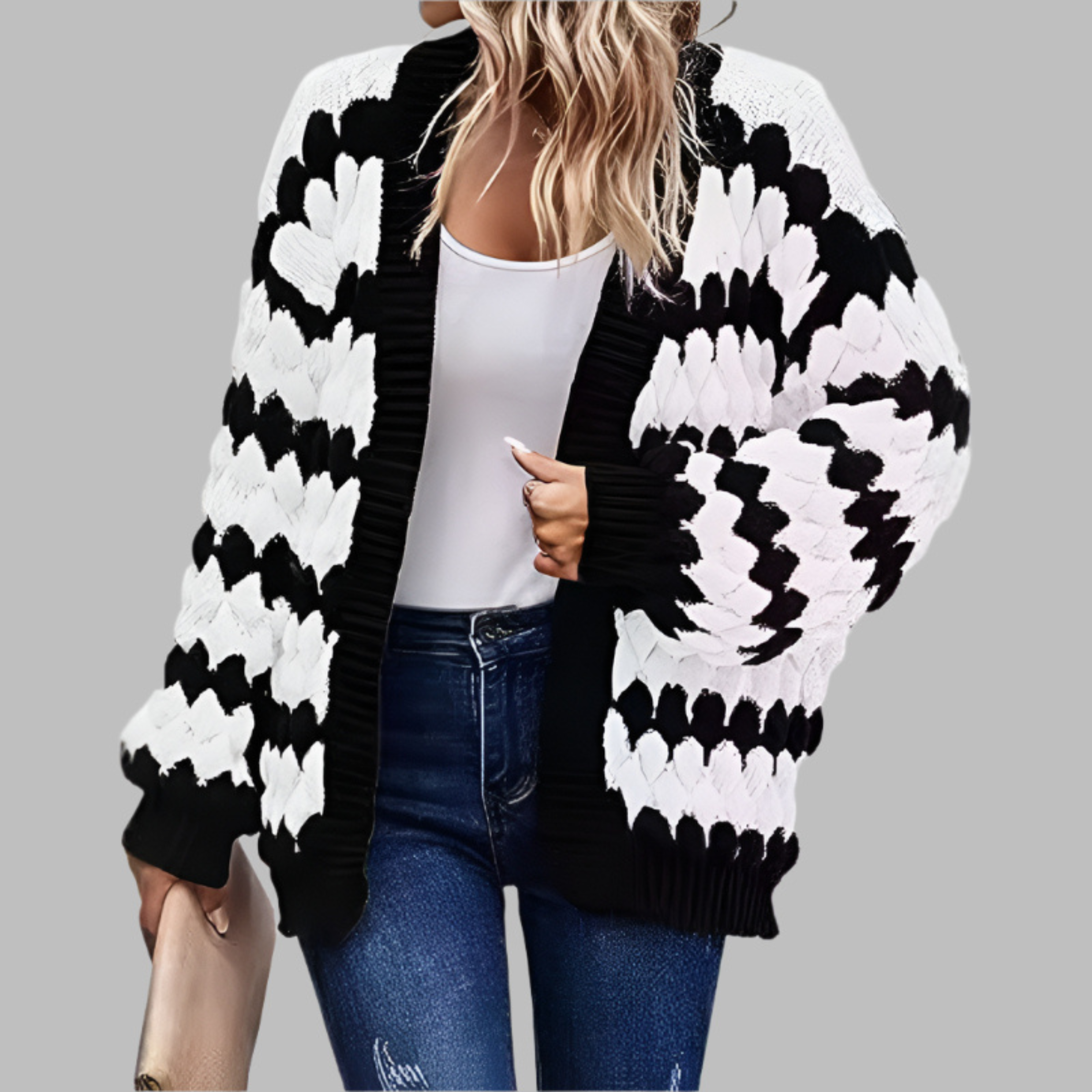SALVACION™ Cozy Casual Long-Sleeve Drop-Shoulder Cardigan