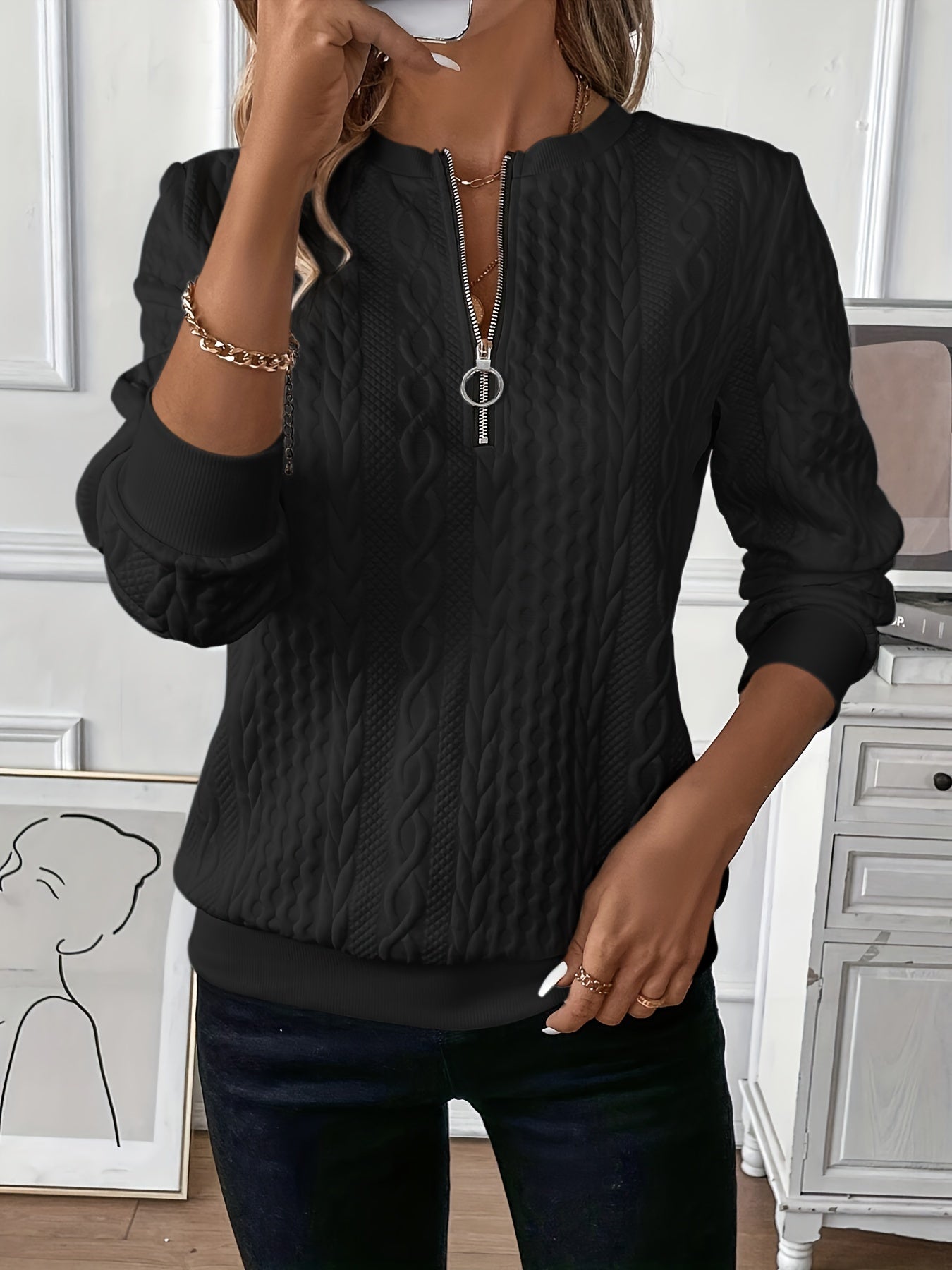 EMMA™ | Sleek & Sophisticated Quarter-Zip Knit Sweater