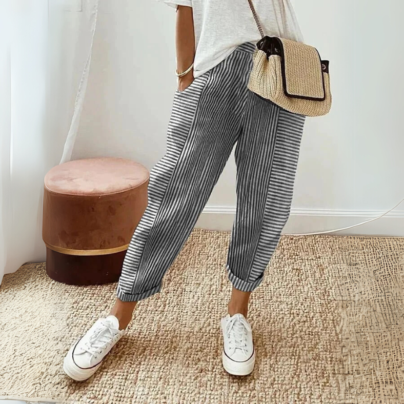 FLORIANE™ Relaxed Boho Stripe Pants - Effortless Style & Comfort