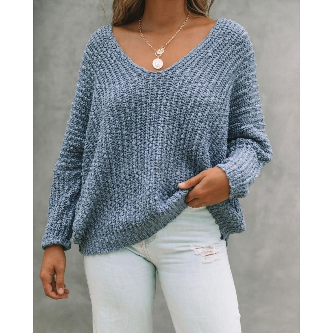 SOLEDAD™ Cozy Drop-Shoulder Long-Sleeve Knit Sweater
