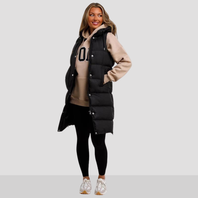 SIDRA™ Cozy Black Padded Long Hooded Puffer Coat