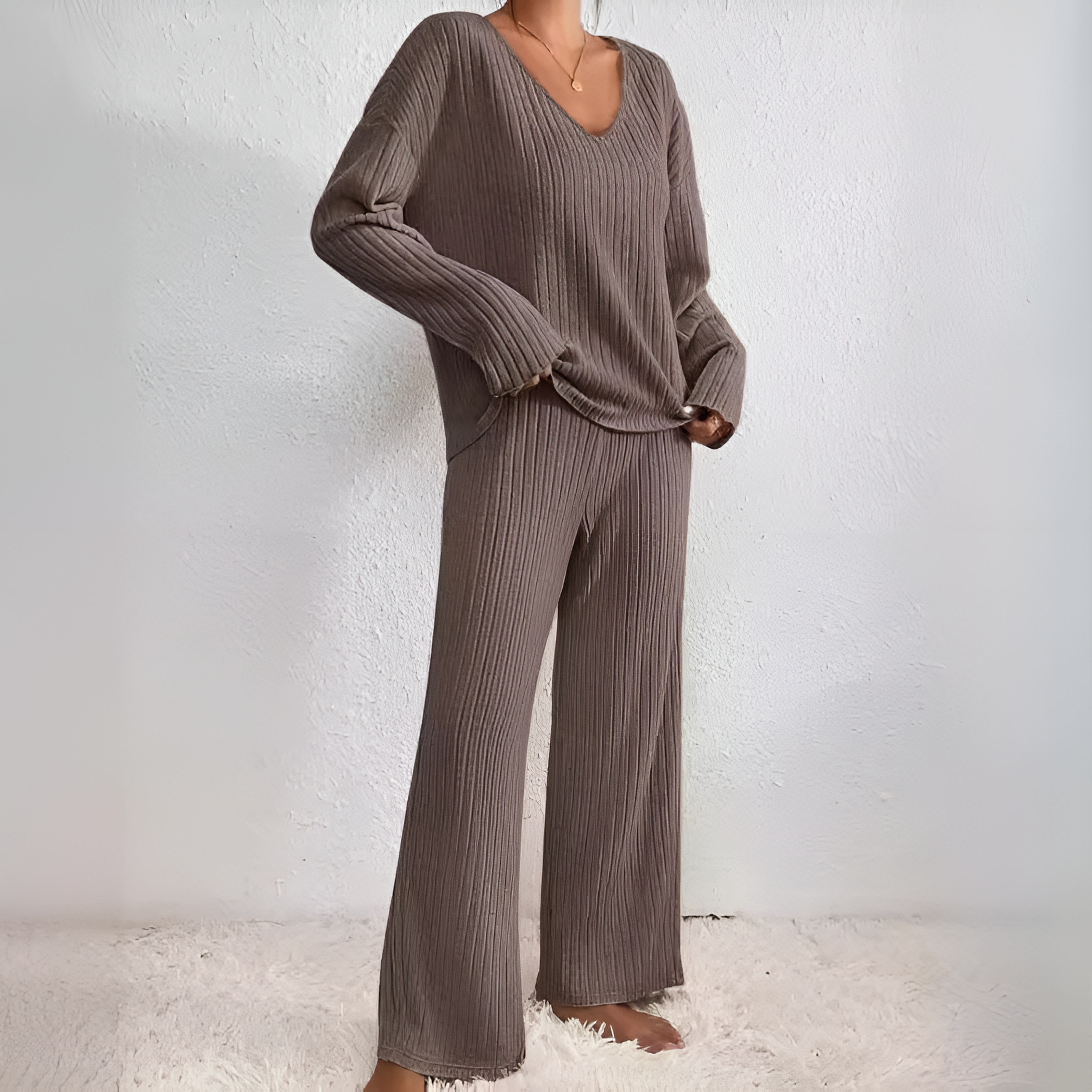 MADEL™ Cozy Drop-Shoulder Long-Sleeve Top and Pants Set