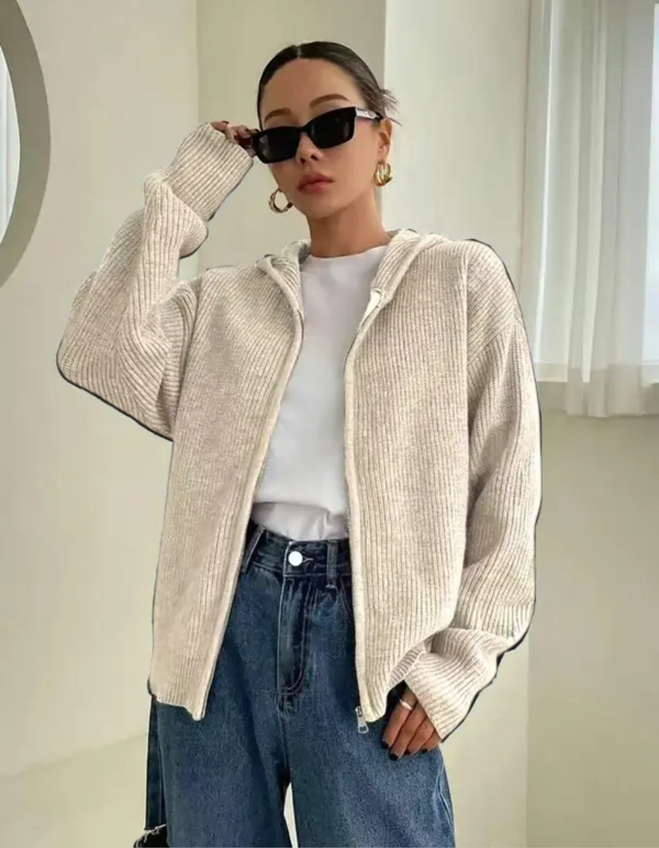 LARALI™ Cozy Casual Zip-Up Hooded Cardigan - Long-Sleeve