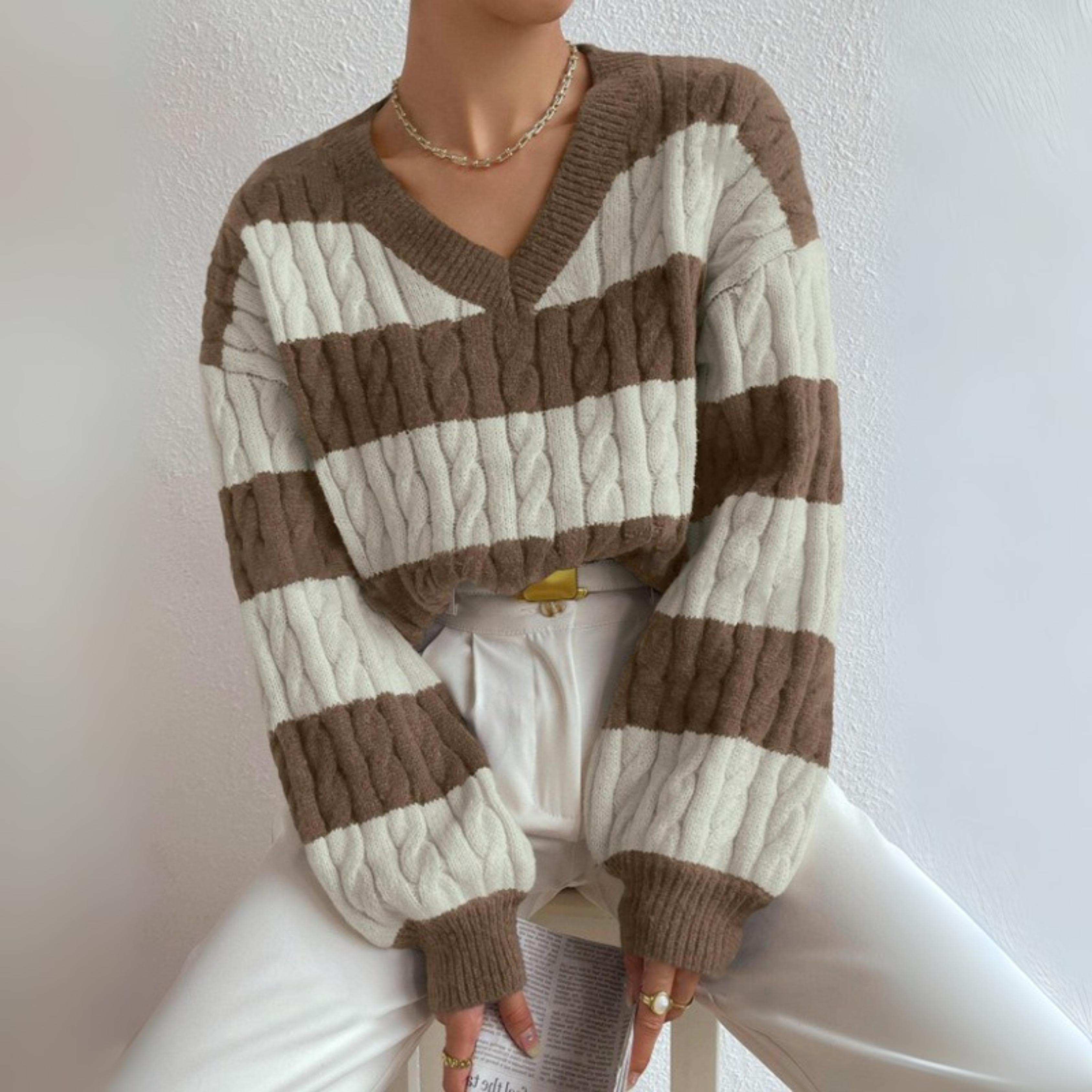 MORTA™ Cozy V-Neck Long-Sleeve Knit Sweater