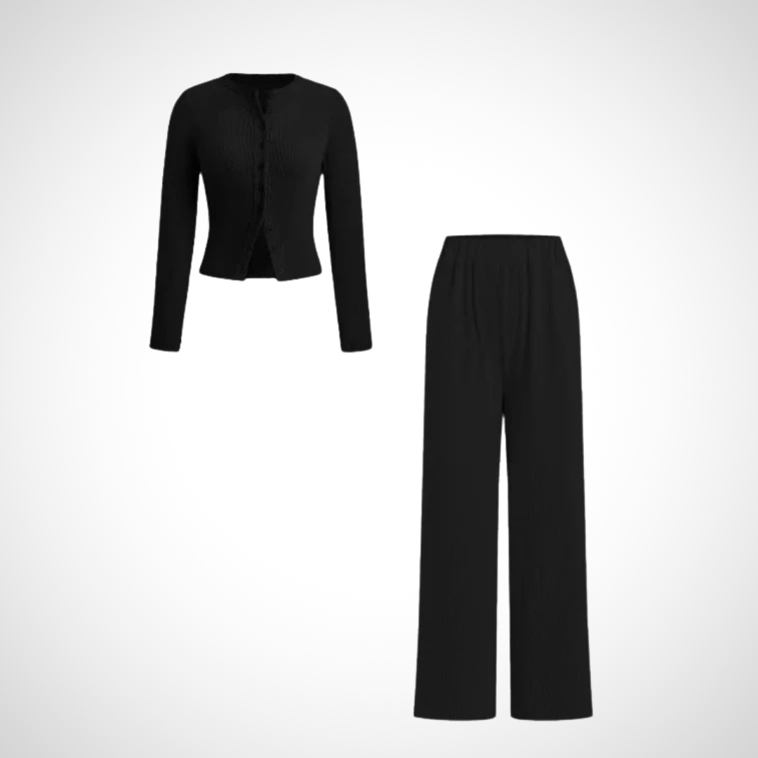 COLY™ Cozy Button-Front Long-Sleeve Top and Matching Pants Set