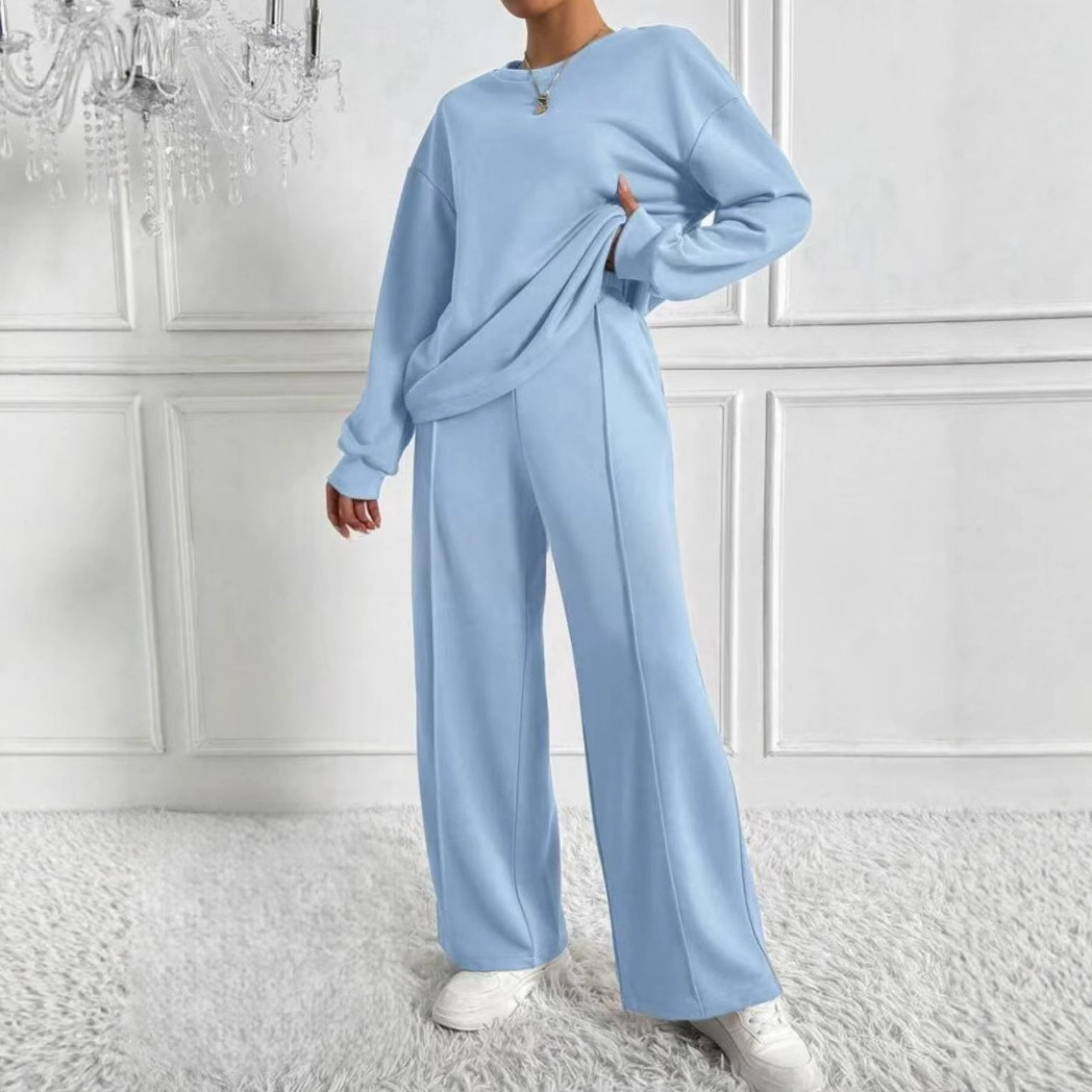 TINIDOR™ Cozy Casual Long-Sleeve Sweatshirt & High-Waisted Pants Set