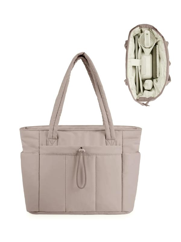 VEJA™ Women's Insulated Puffer Tote Bag with Laptop Sleeve and Cup Holder - Casual Work Bag