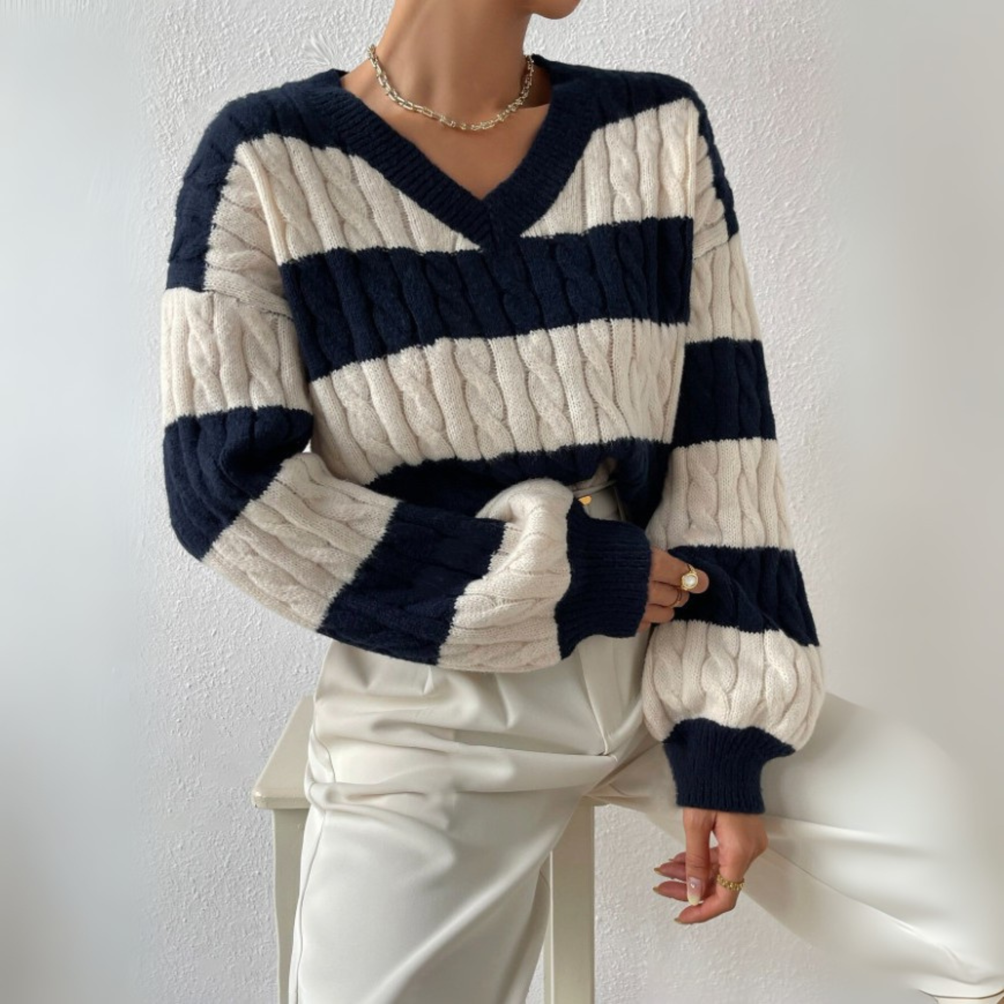 MORTA™ Cozy V-Neck Long-Sleeve Knit Sweater