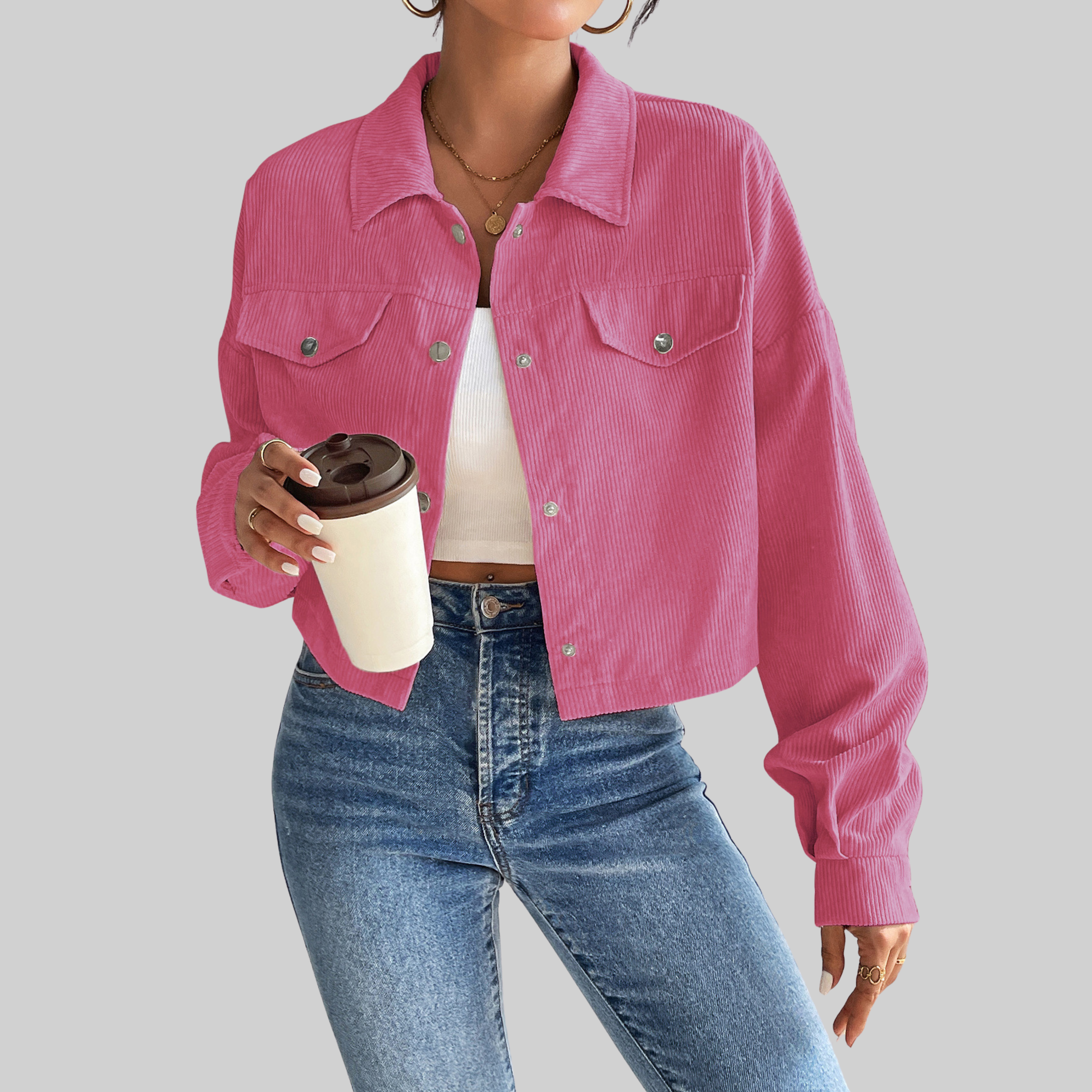 ESTRELLA™ Classic Collared Button-Front Jacket - Effortless Everyday Style