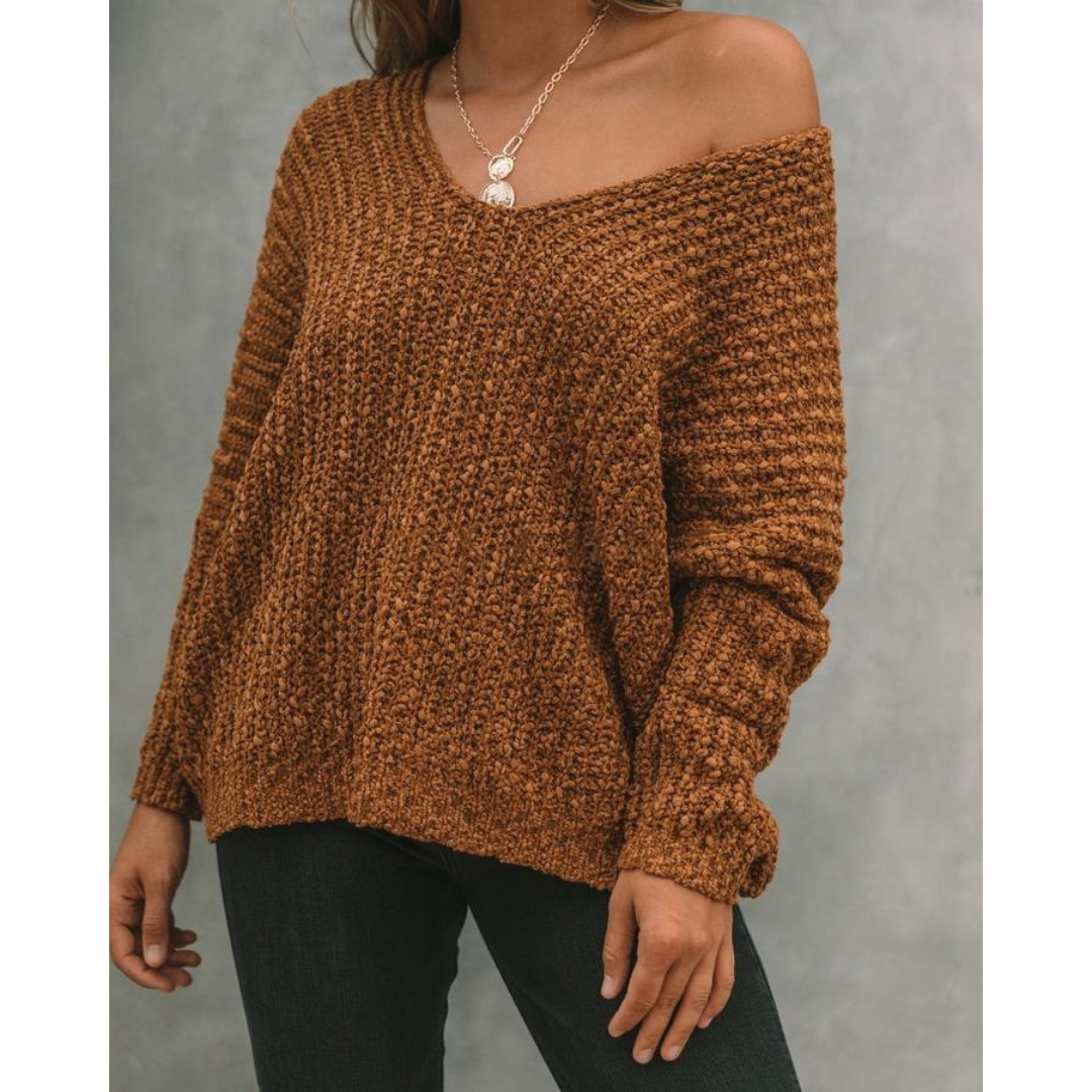 SOLEDAD™ Cozy Drop-Shoulder Long-Sleeve Knit Sweater