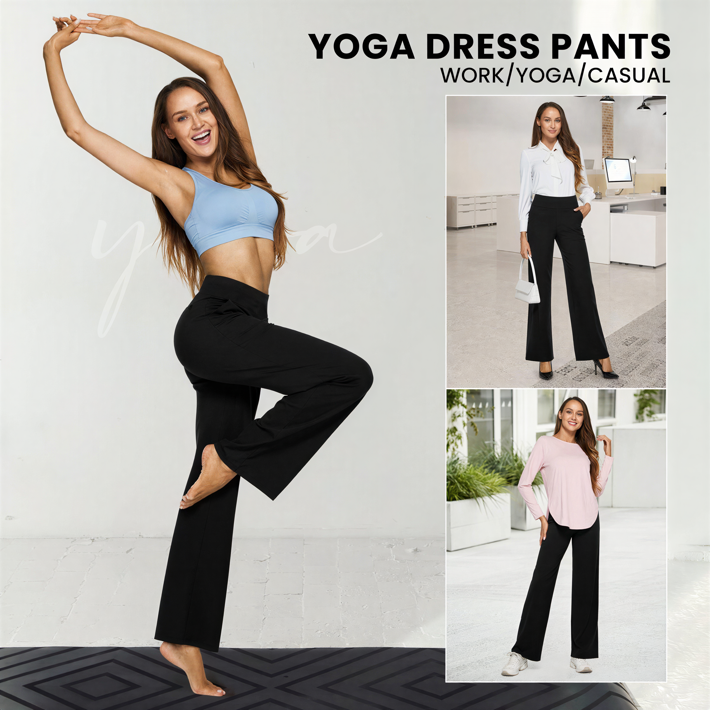 WHITNEY™ Ultra-Comfort High-Waist Wide-Leg Pants for Yoga, Outdoors, and Everyday Fun