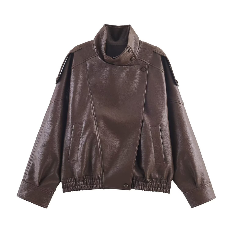 EMMA™ – Trendy Lychee Pattern Leather Jacket