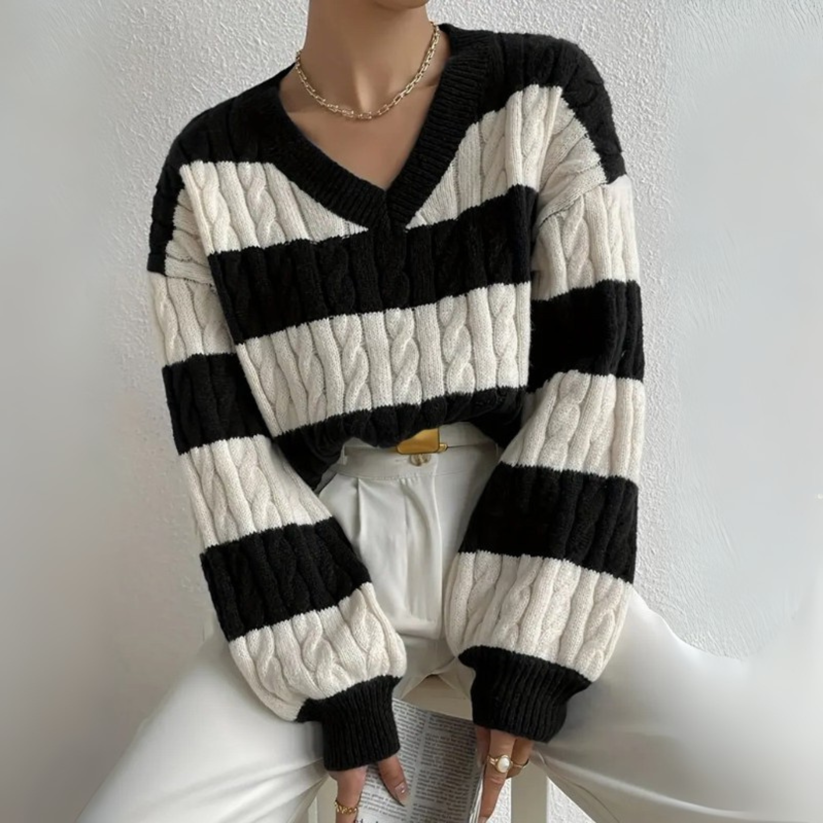 MORTA™ Cozy V-Neck Long-Sleeve Knit Sweater