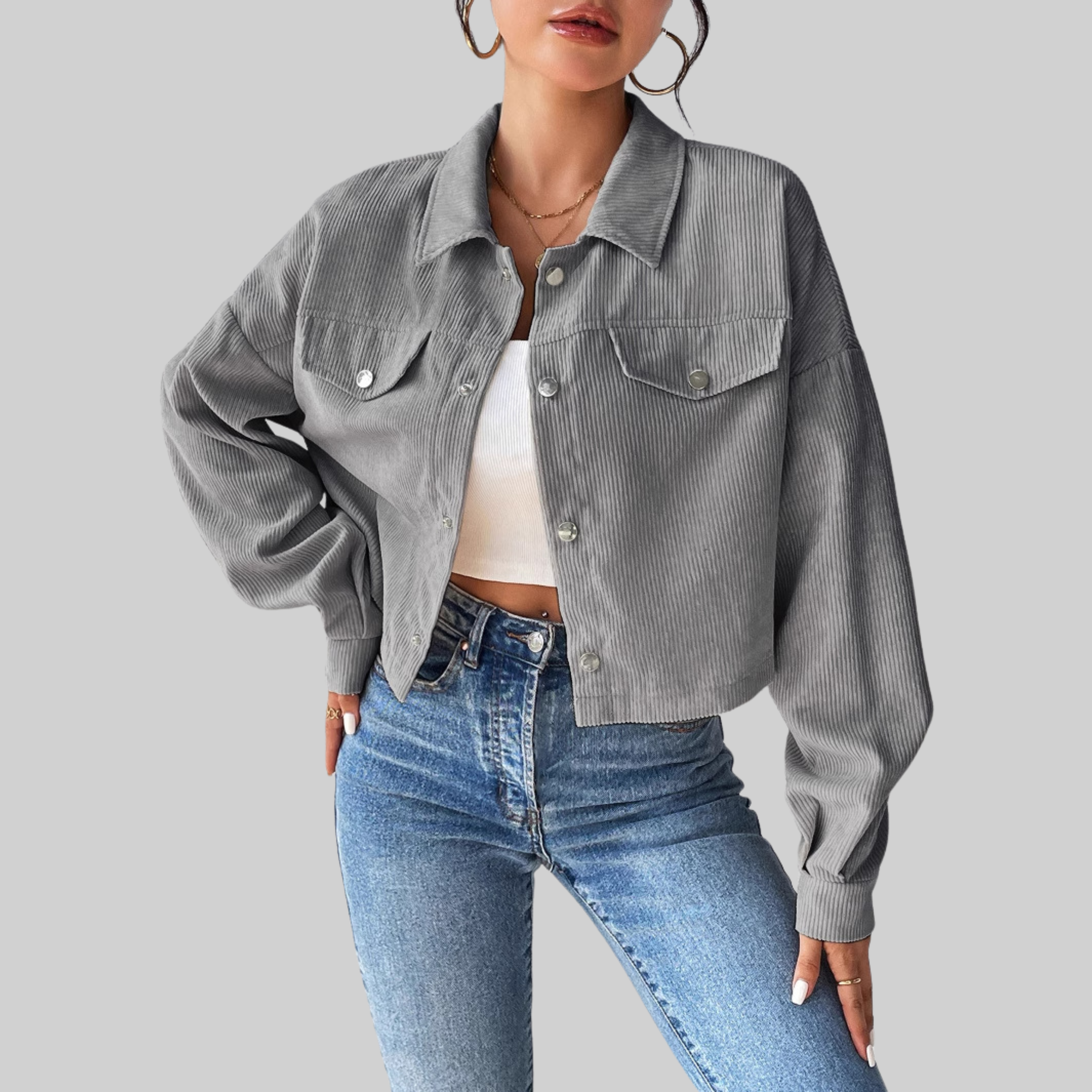 ESTRELLA™ Classic Collared Button-Front Jacket - Effortless Everyday Style