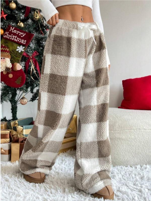 AMBER™ Cozy Plaid Straight-Leg Pants for Cold Weather