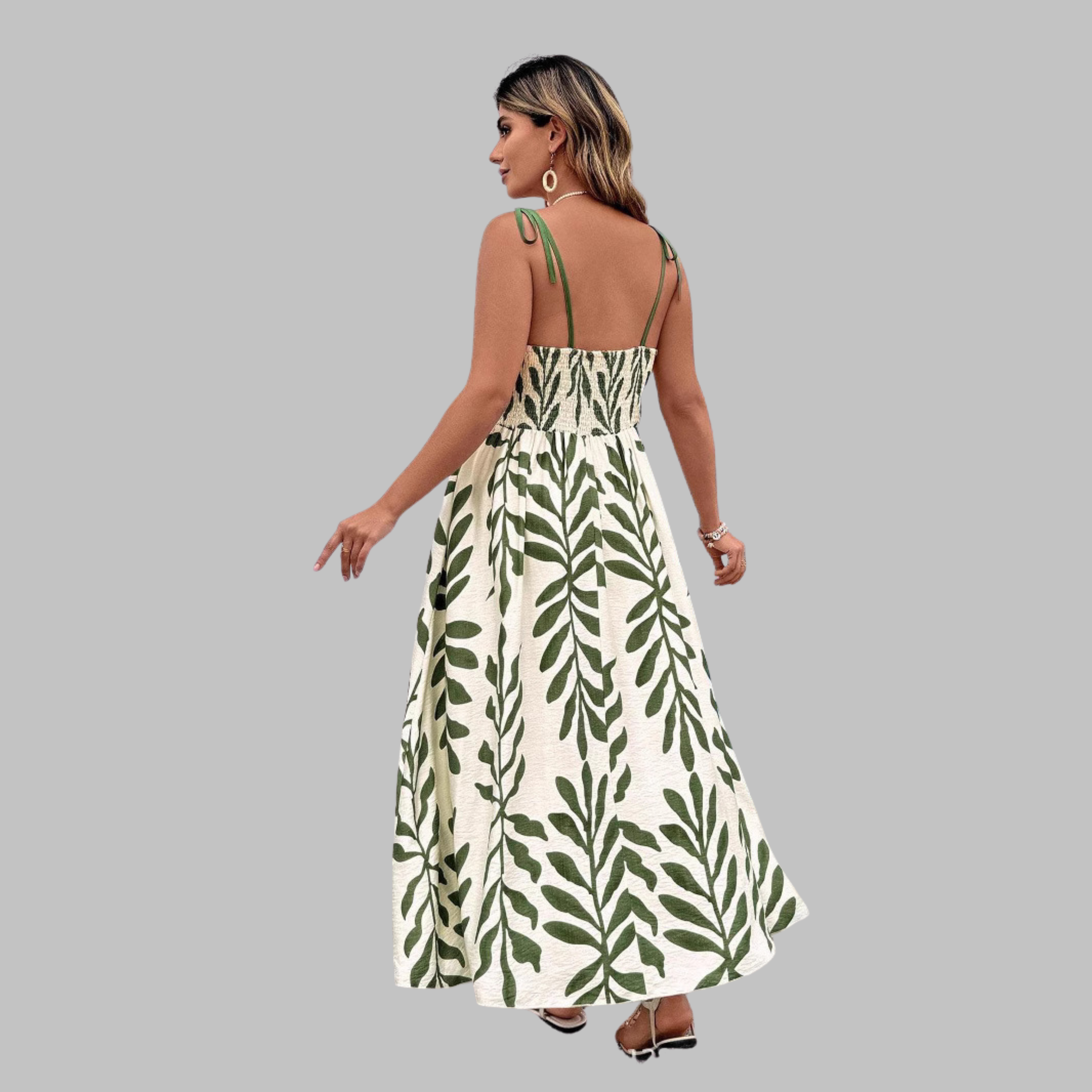 RAHIRA™ Casual Sleeveless Maxi Dress with Summer Leaf Print
