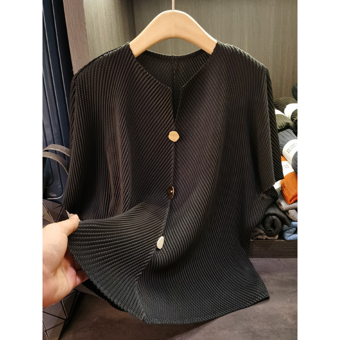 SAVARA™ Lightweight Round-Neck Cardigan Top – Effortless Everyday Layering