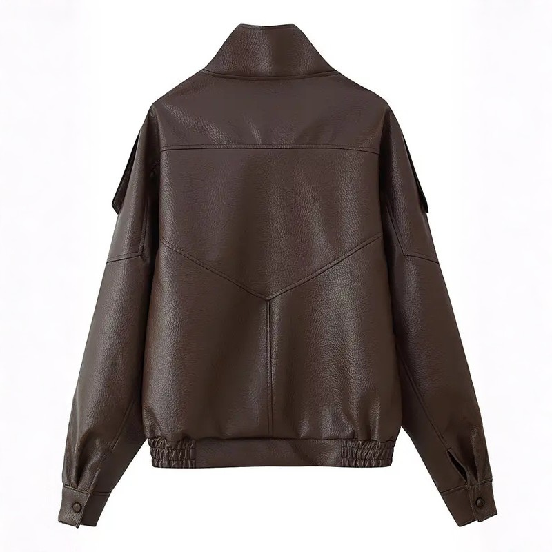 EMMA™ – Trendy Lychee Pattern Leather Jacket