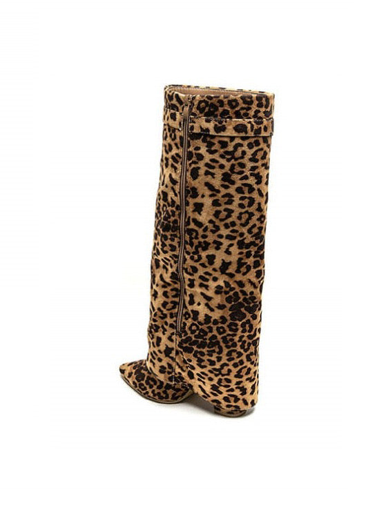 JOLIE™ Leopard-Print Suede Boots – Sleek, Luxe Statement Footwear